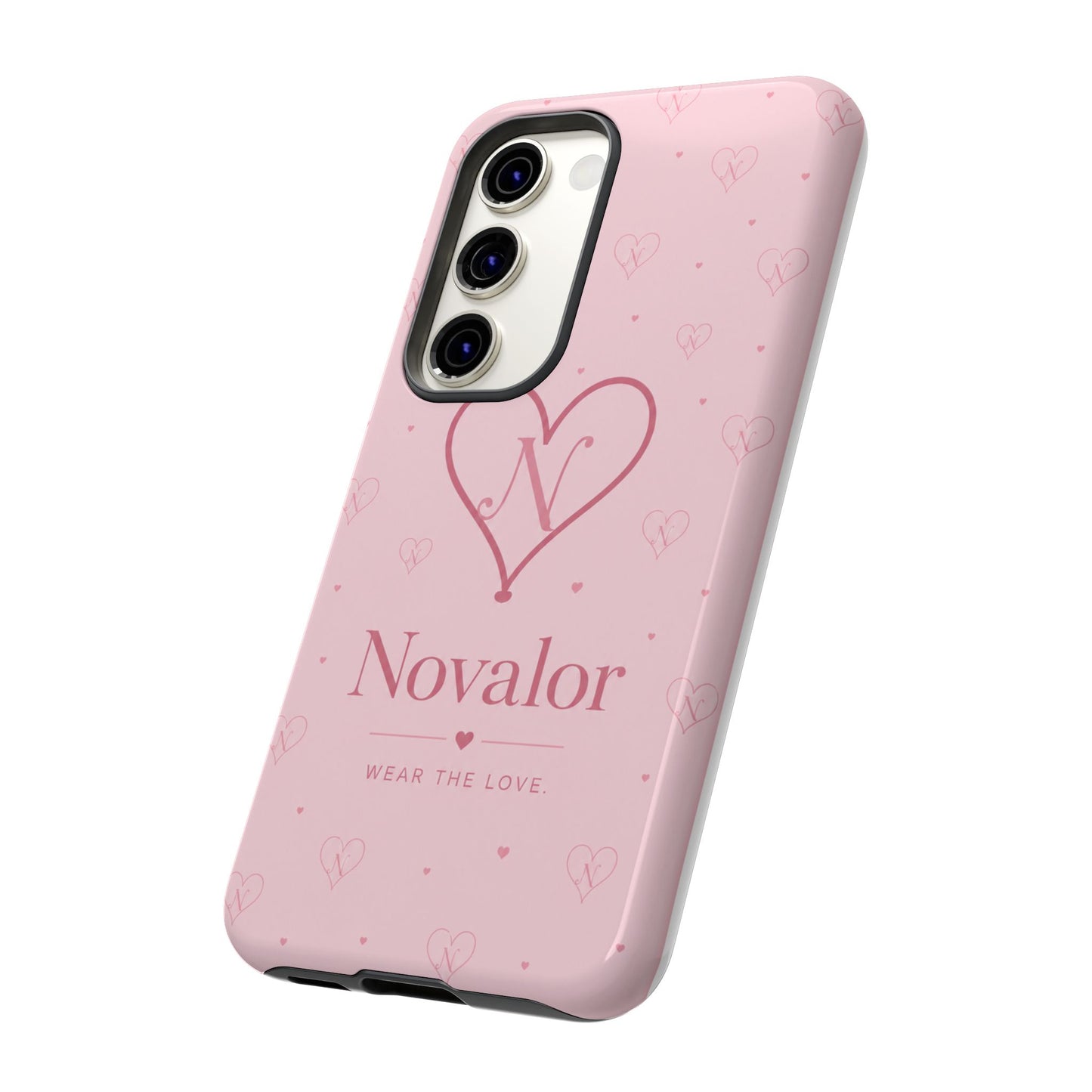 Novalor Heart Logo Tough Phone Case — Pink Protective iPhone Cover, "Wear The Love"