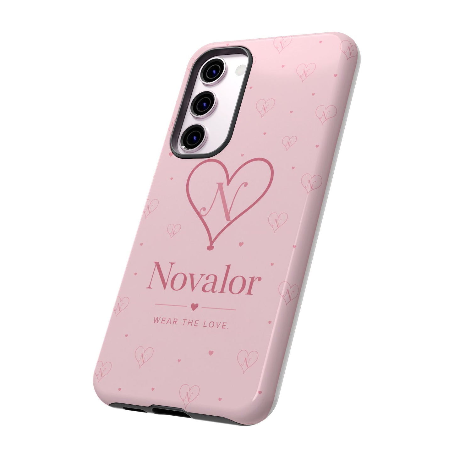 Novalor Heart Logo Tough Phone Case — Pink Protective iPhone Cover, "Wear The Love"