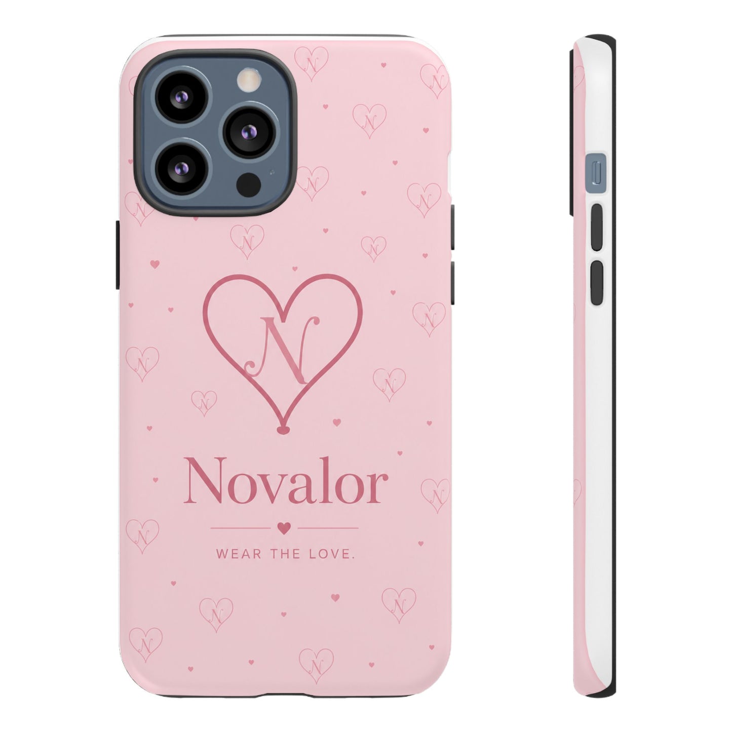 Novalor Heart Logo Tough Phone Case — Pink Protective iPhone Cover, "Wear The Love"