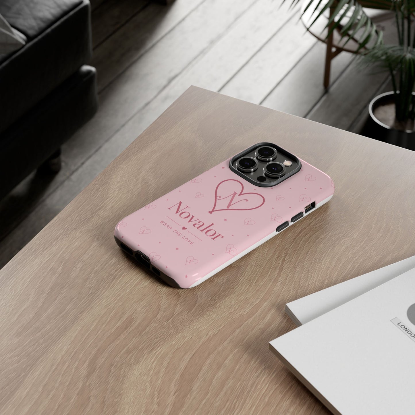 Novalor Heart Logo Tough Phone Case — Pink Protective iPhone Cover, "Wear The Love"