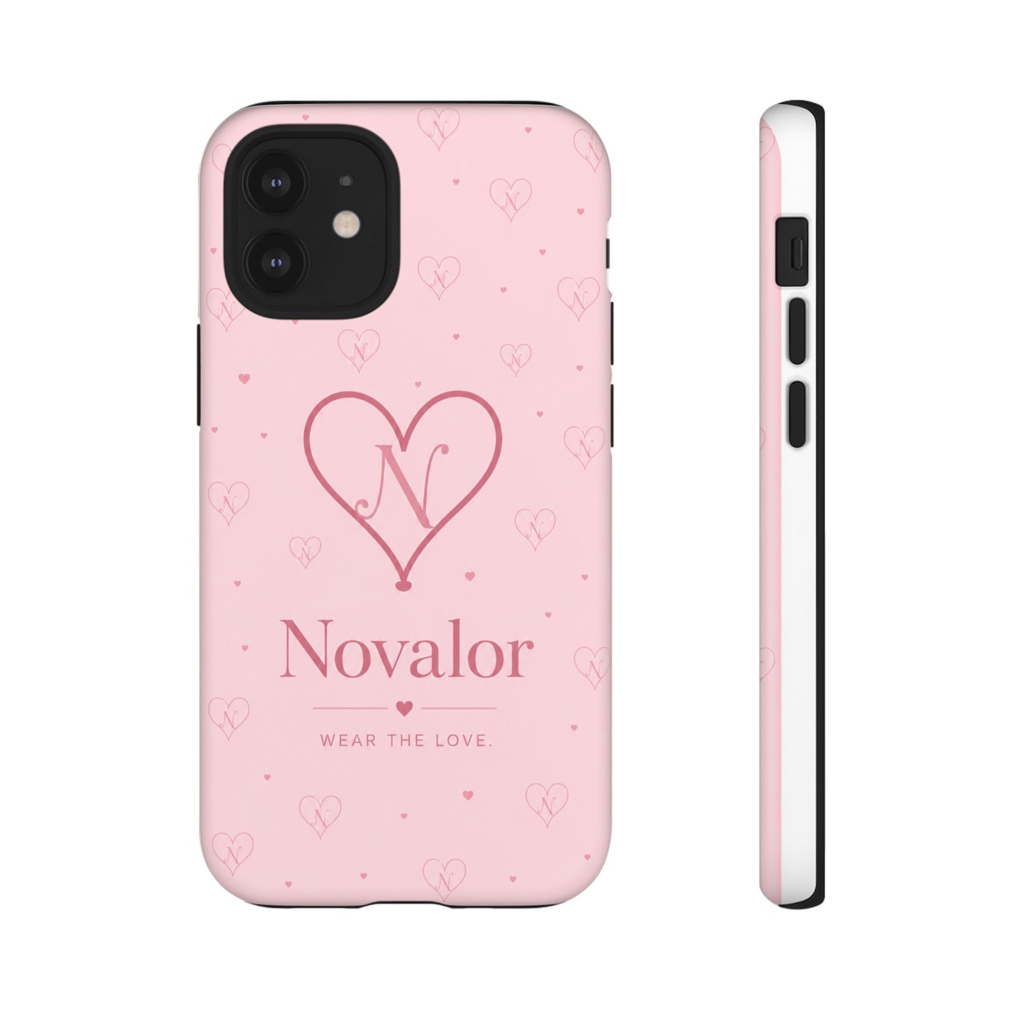 Novalor Heart Logo Tough Phone Case — Pink Protective iPhone Cover, "Wear The Love"