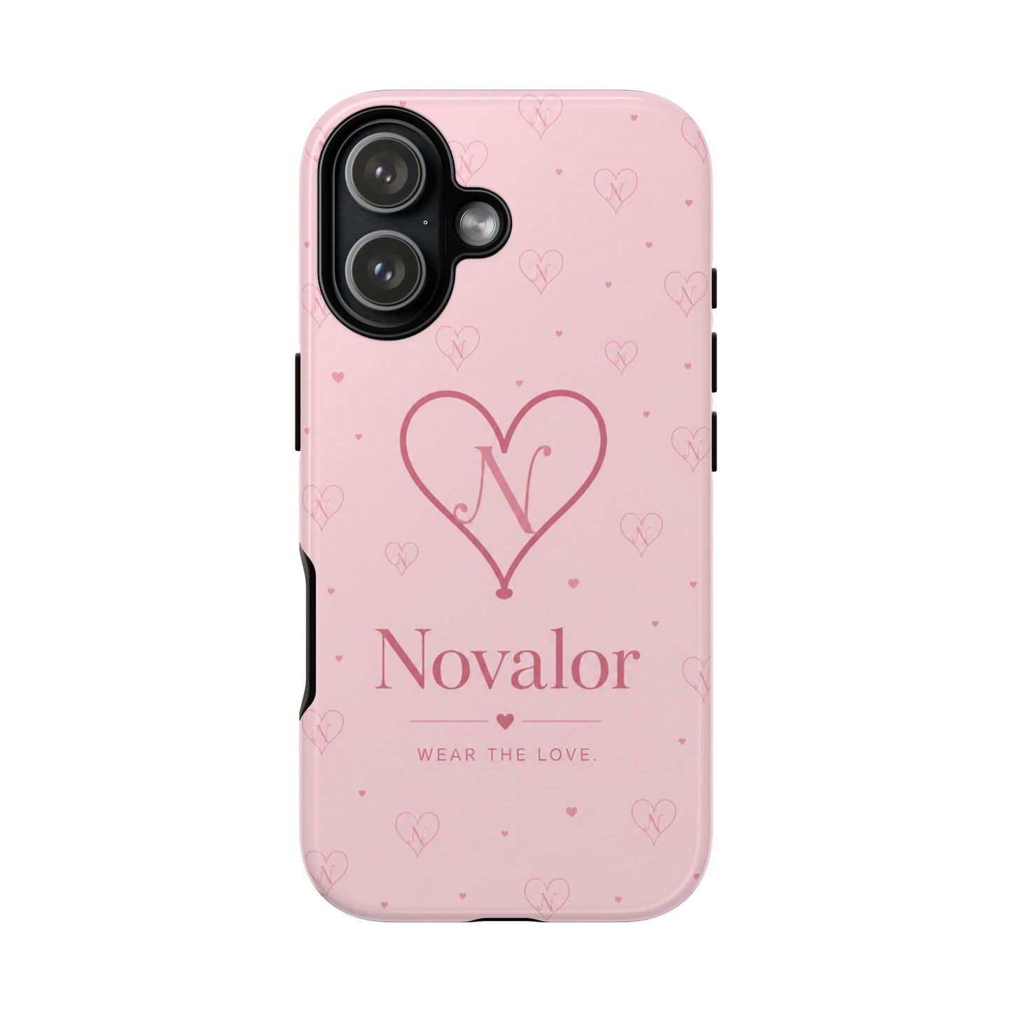 Novalor Heart Logo Tough Phone Case — Pink Protective iPhone Cover, "Wear The Love"