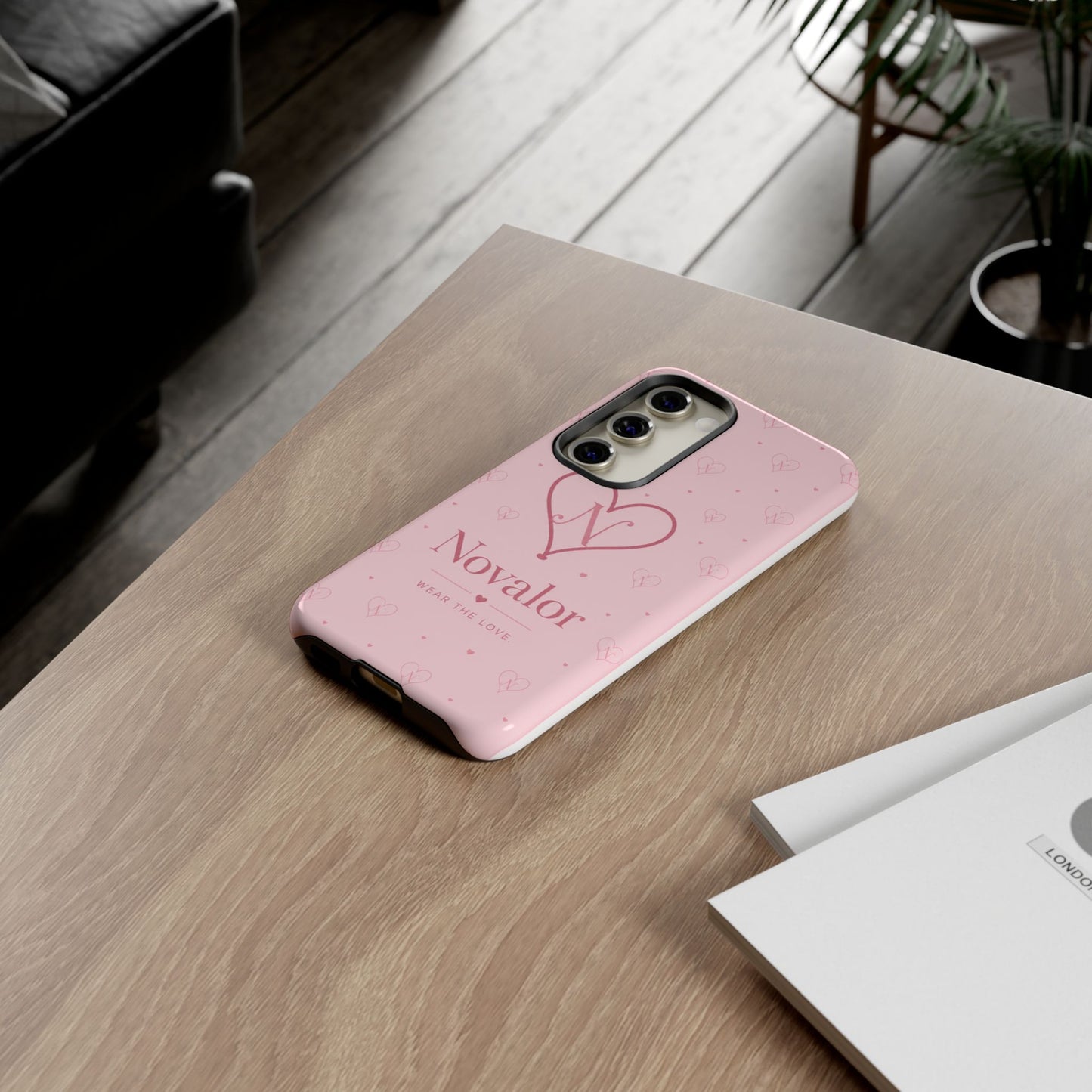 Novalor Heart Logo Tough Phone Case — Pink Protective iPhone Cover, "Wear The Love"