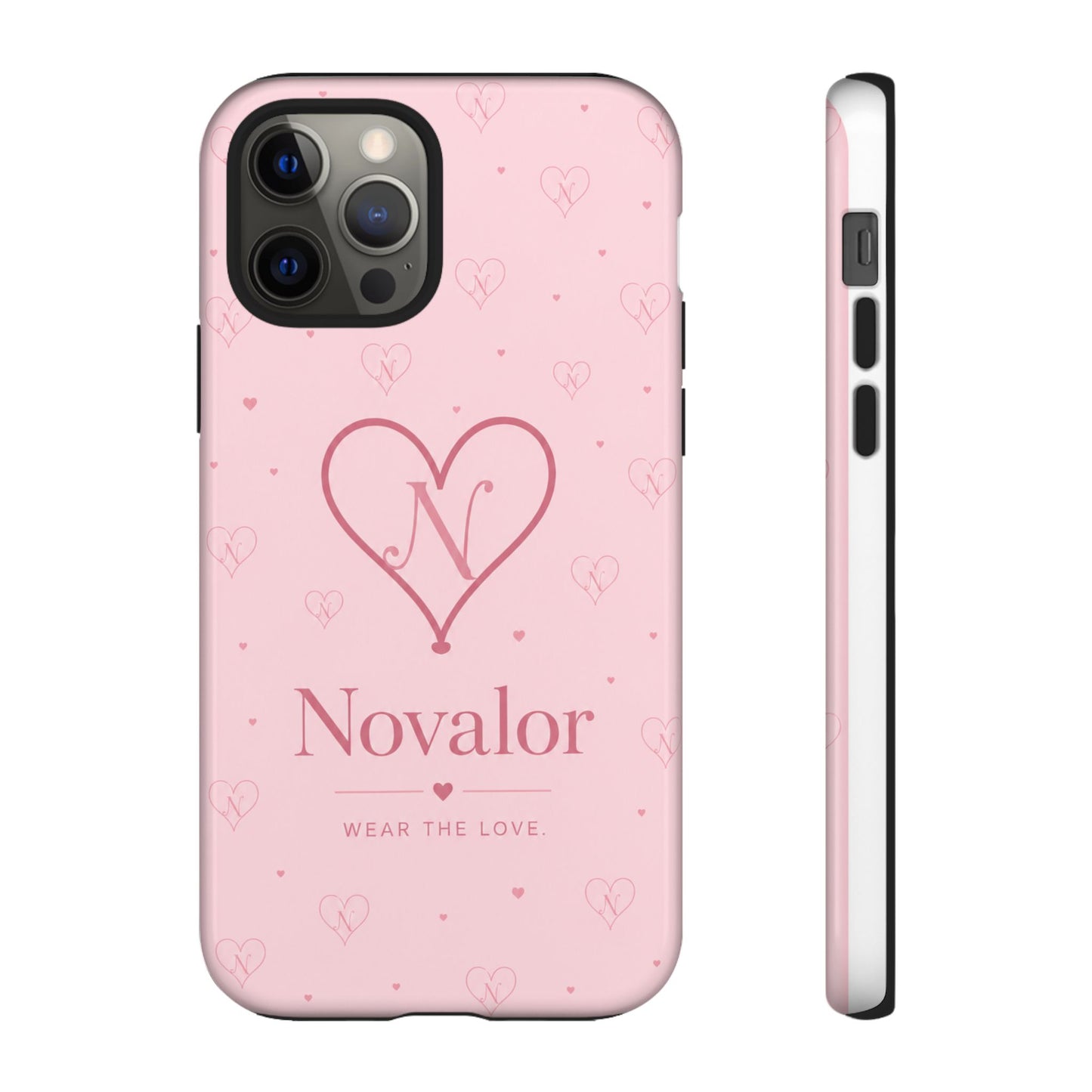 Novalor Heart Logo Tough Phone Case — Pink Protective iPhone Cover, "Wear The Love"