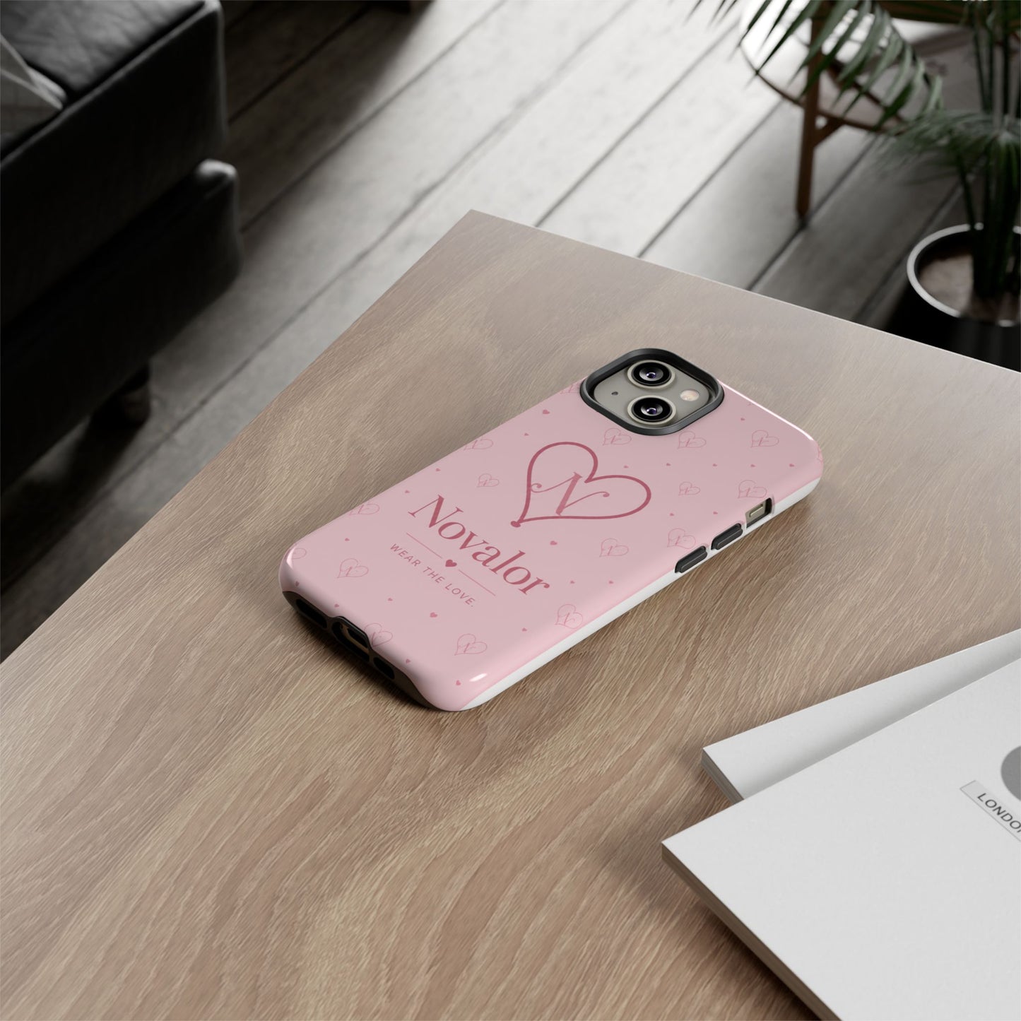 Novalor Heart Logo Tough Phone Case — Pink Protective iPhone Cover, "Wear The Love"
