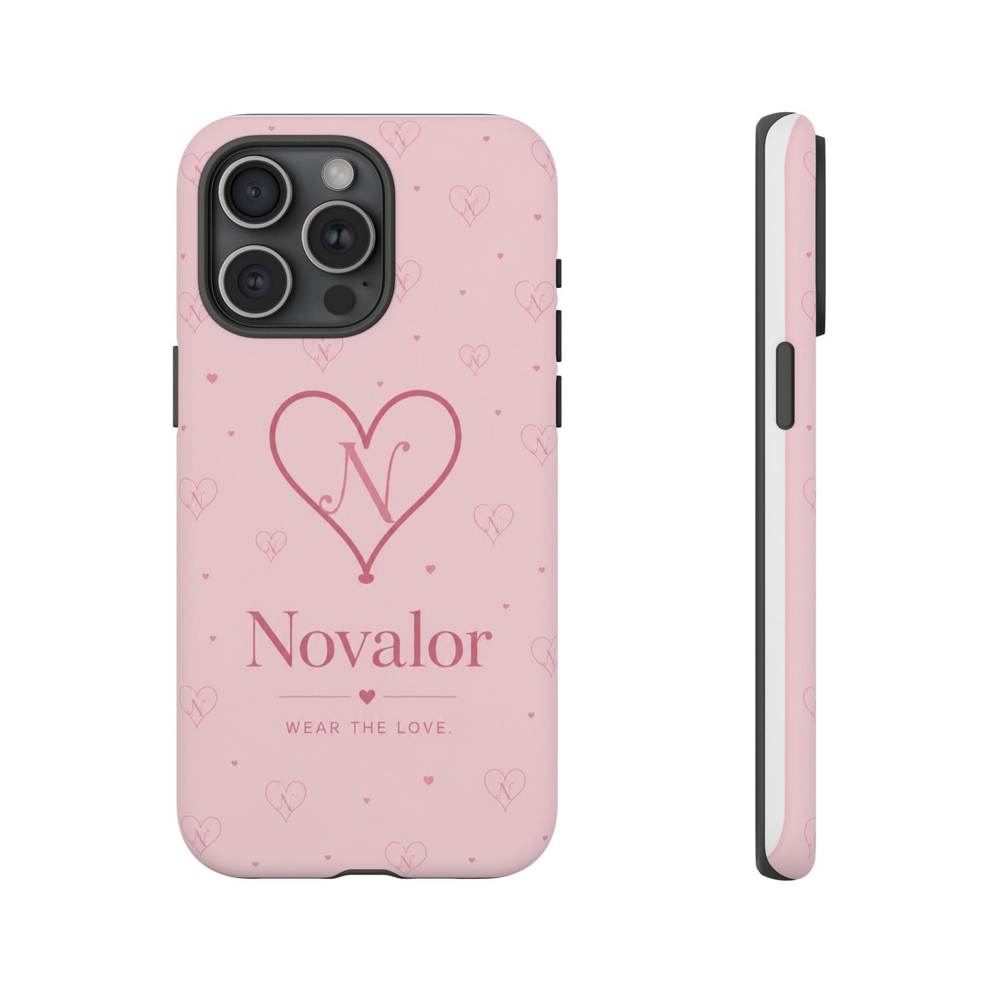 Novalor Heart Logo Tough Phone Case — Pink Protective iPhone Cover, "Wear The Love"