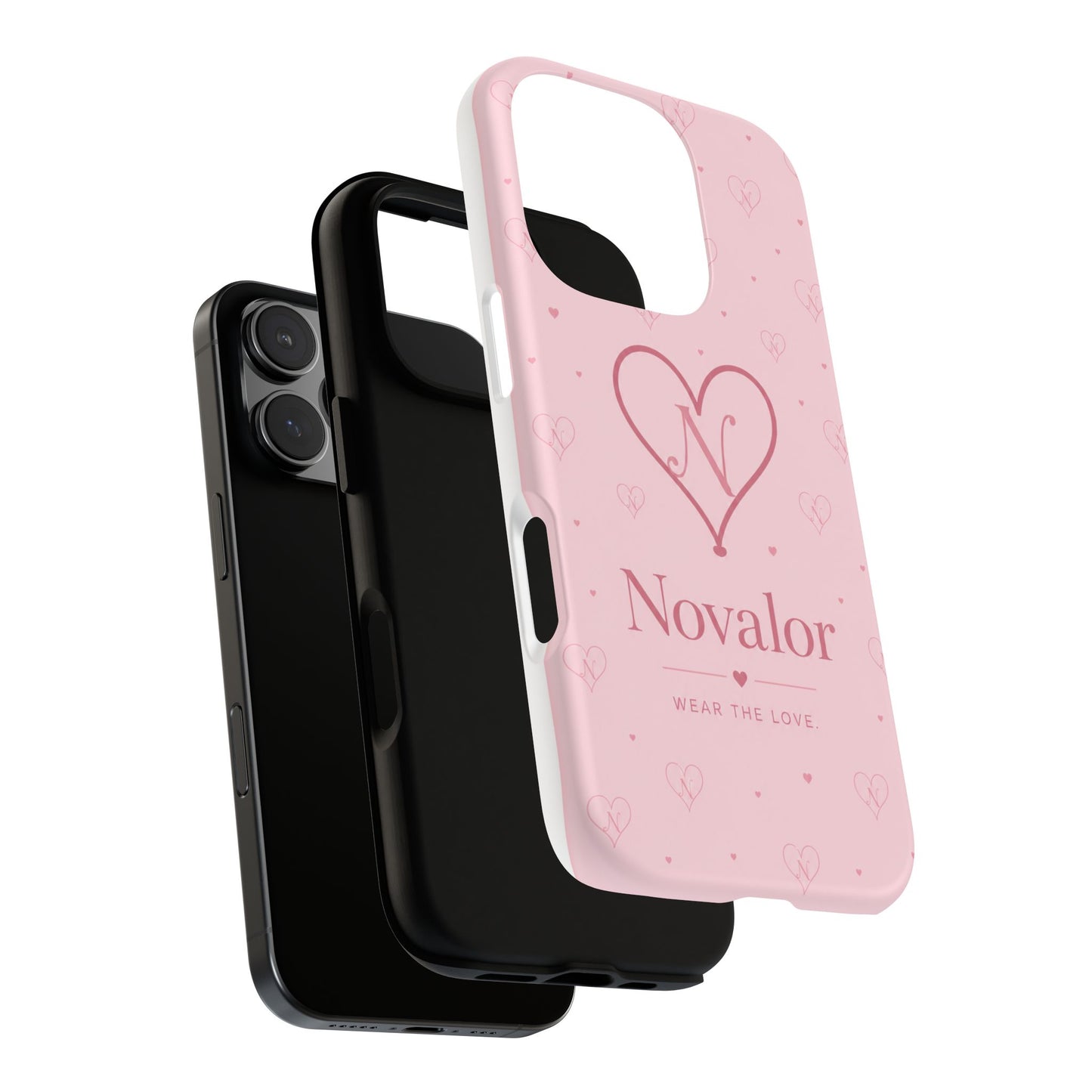 Novalor Heart Logo Tough Phone Case — Pink Protective iPhone Cover, "Wear The Love"