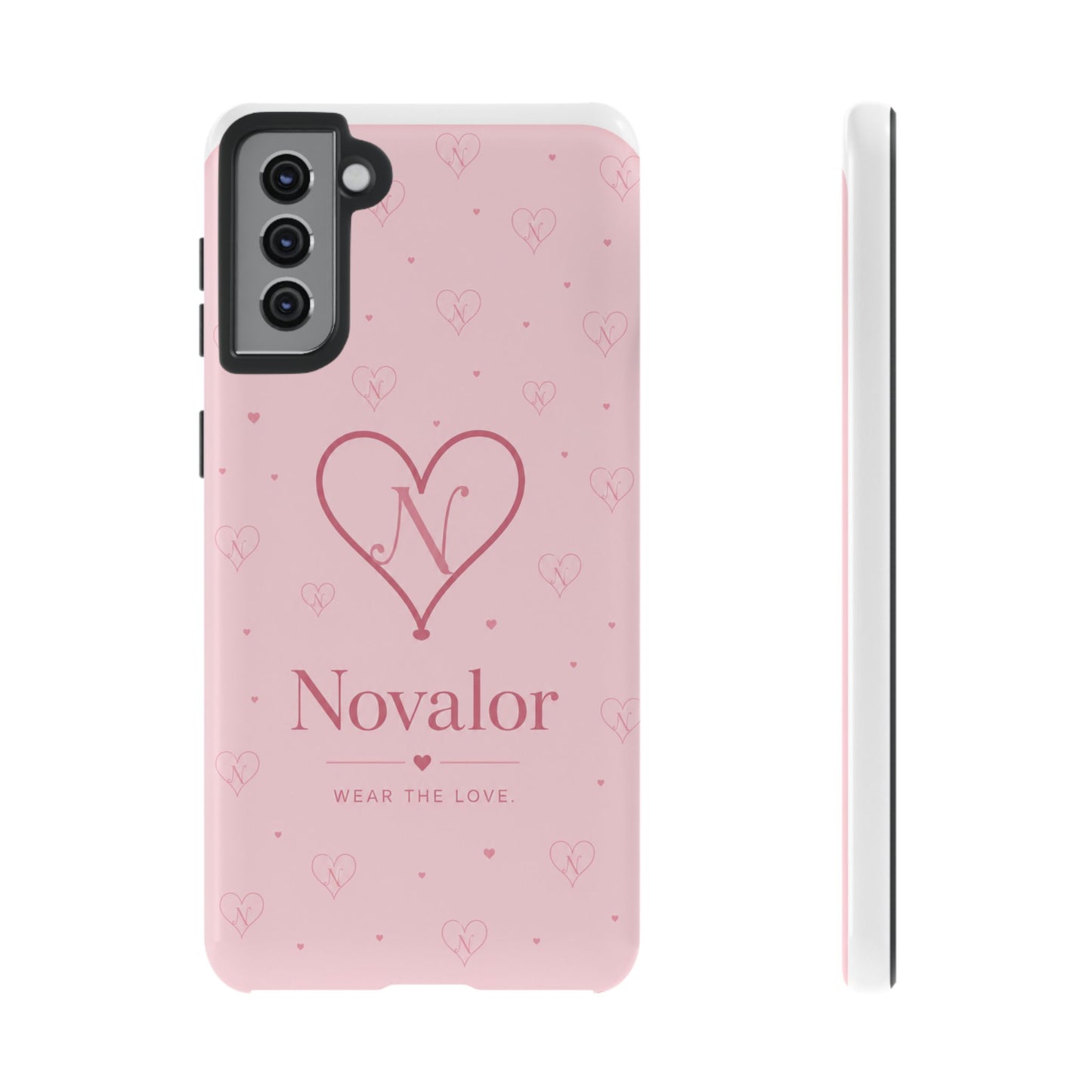 Novalor Heart Logo Tough Phone Case — Pink Protective iPhone Cover, "Wear The Love"
