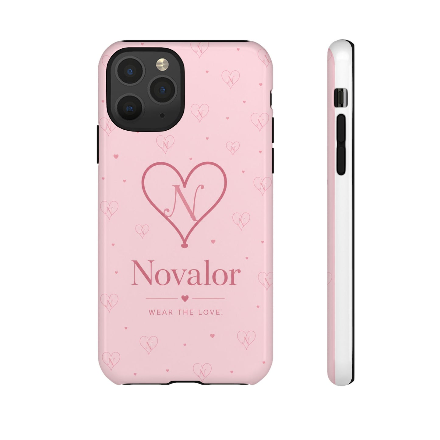Novalor Heart Logo Tough Phone Case — Pink Protective iPhone Cover, "Wear The Love"