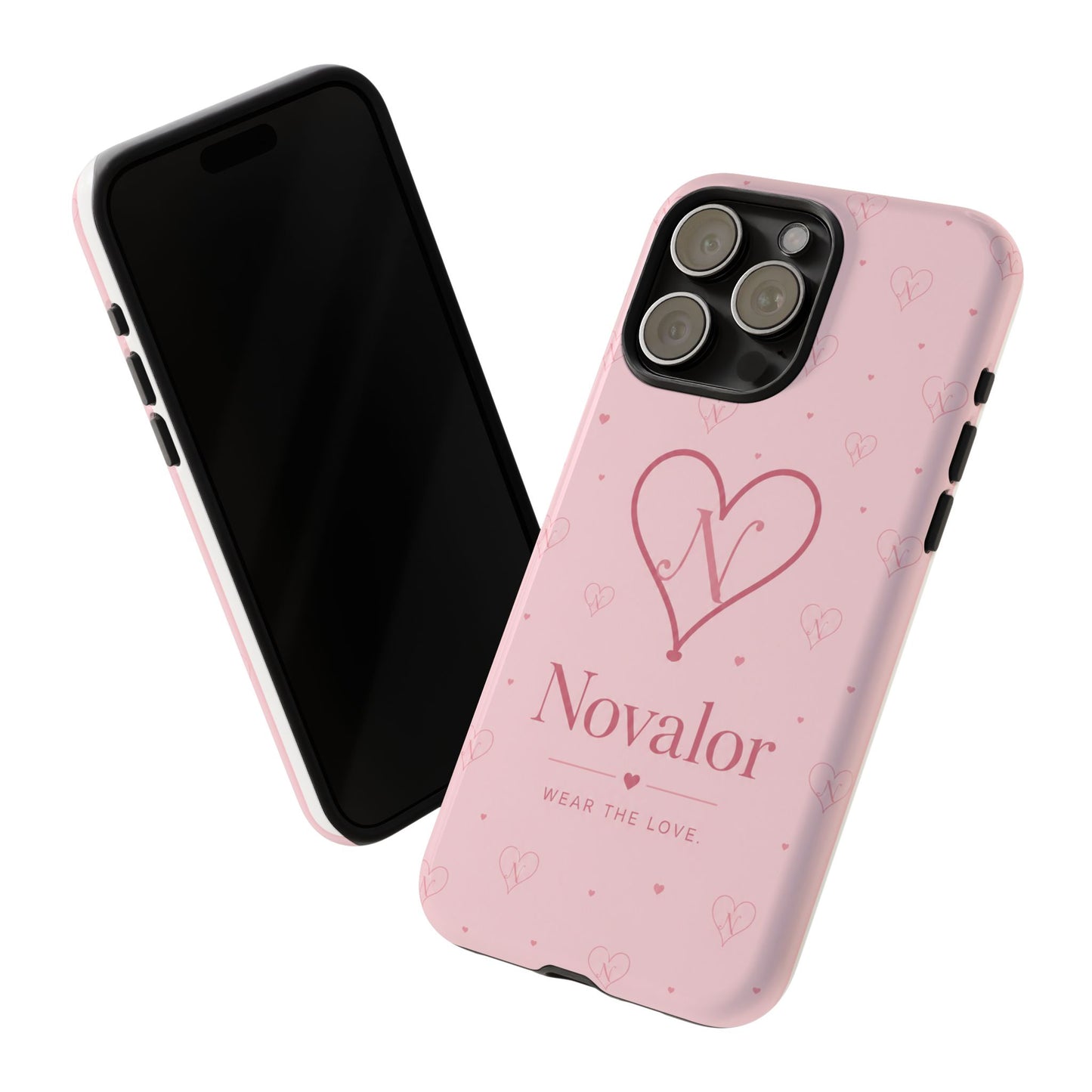 Novalor Heart Logo Tough Phone Case — Pink Protective iPhone Cover, "Wear The Love"