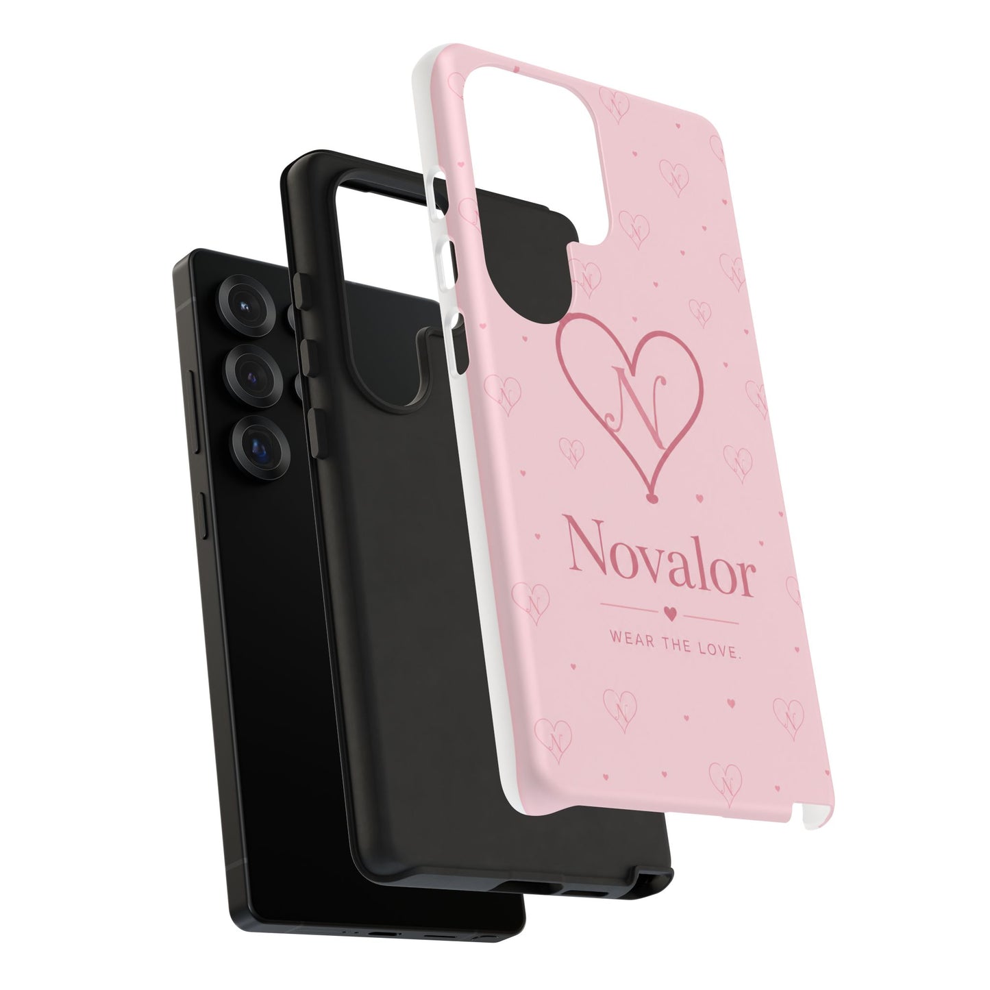 Novalor Heart Logo Tough Phone Case — Pink Protective iPhone Cover, "Wear The Love"