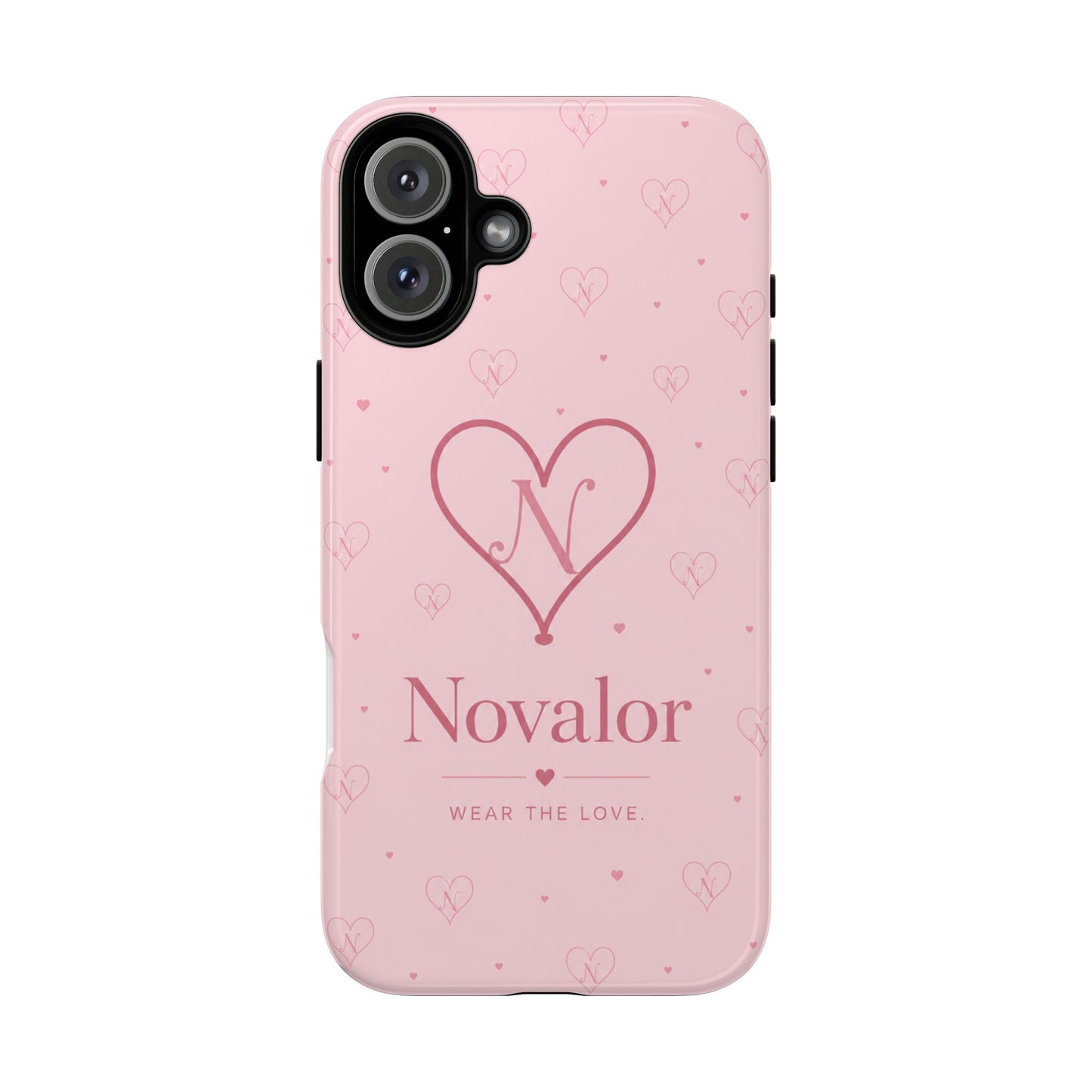 Novalor Heart Logo Tough Phone Case — Pink Protective iPhone Cover, "Wear The Love"