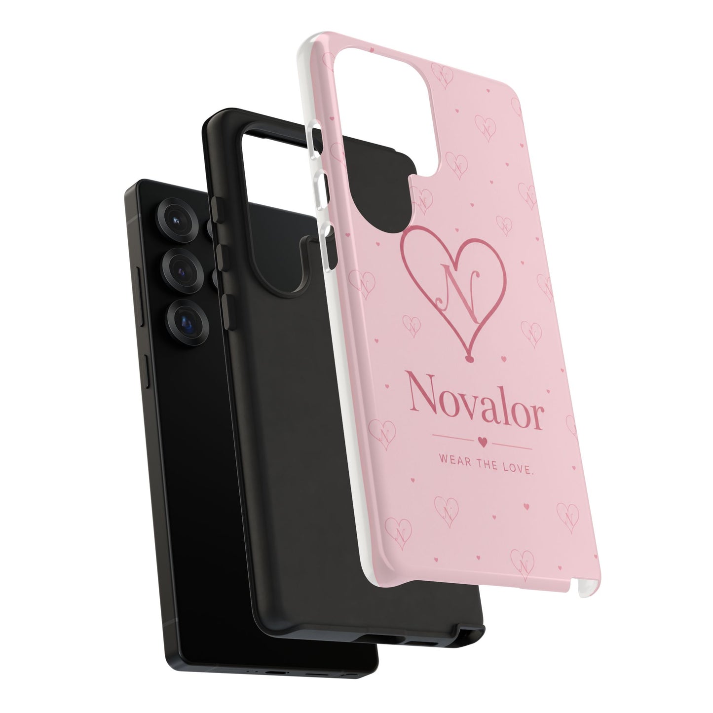 Novalor Heart Logo Tough Phone Case — Pink Protective iPhone Cover, "Wear The Love"
