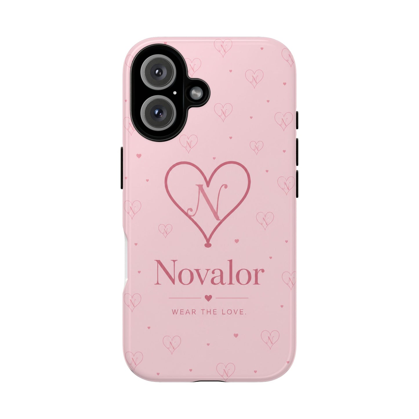 Novalor Heart Logo Tough Phone Case — Pink Protective iPhone Cover, "Wear The Love"