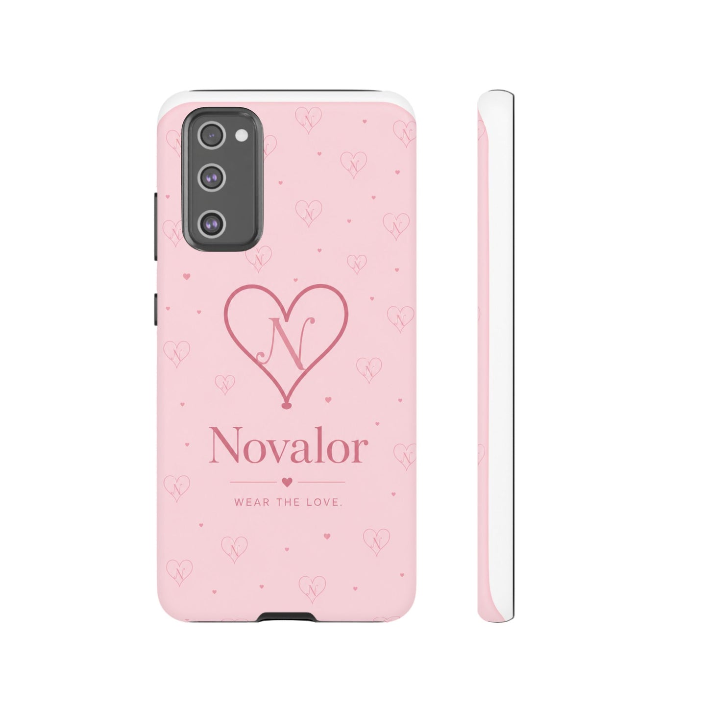 Novalor Heart Logo Tough Phone Case — Pink Protective iPhone Cover, "Wear The Love"