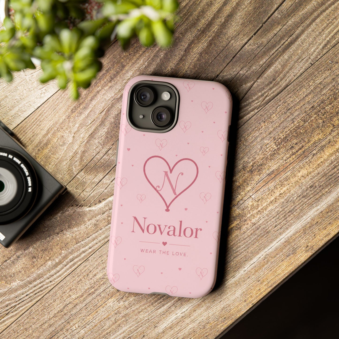 Novalor Heart Logo Tough Phone Case — Pink Protective iPhone Cover, "Wear The Love"