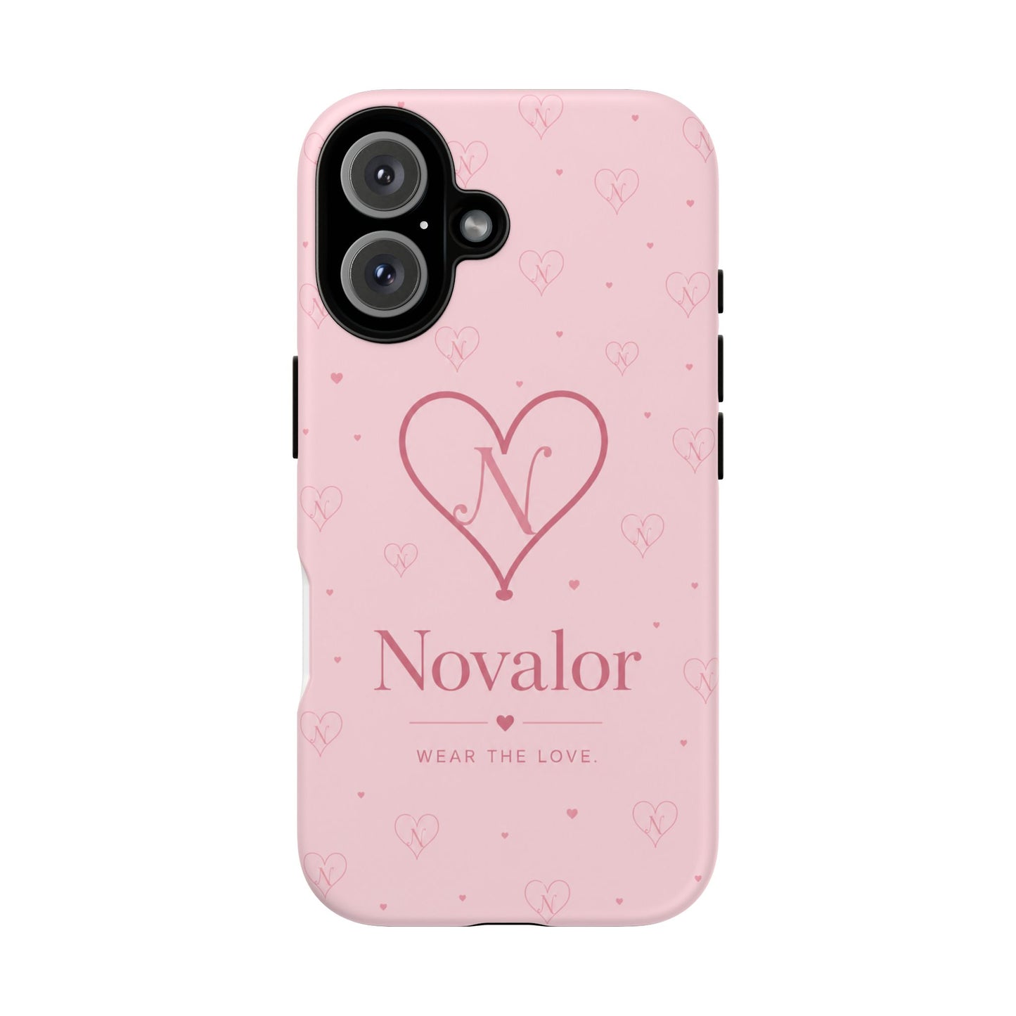 Novalor Heart Logo Tough Phone Case — Pink Protective iPhone Cover, "Wear The Love"