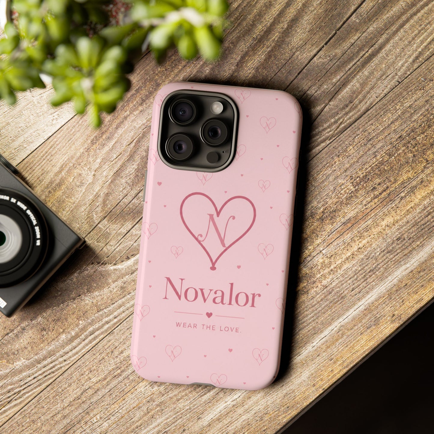Novalor Heart Logo Tough Phone Case — Pink Protective iPhone Cover, "Wear The Love"