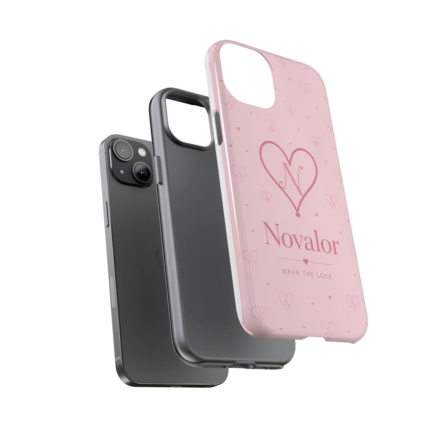Novalor Heart Logo Tough Phone Case — Pink Protective iPhone Cover, "Wear The Love"