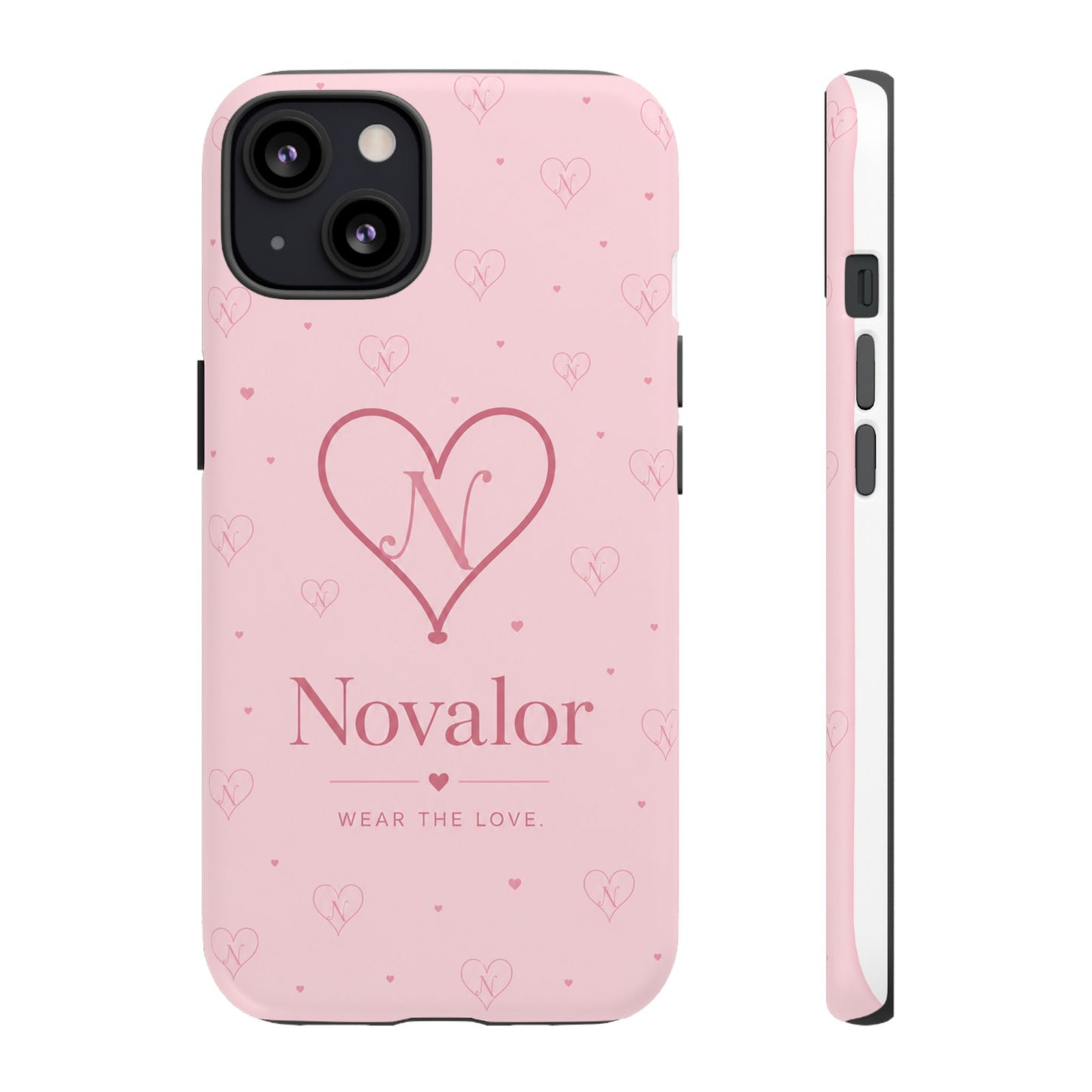Novalor Heart Logo Tough Phone Case — Pink Protective iPhone Cover, "Wear The Love"