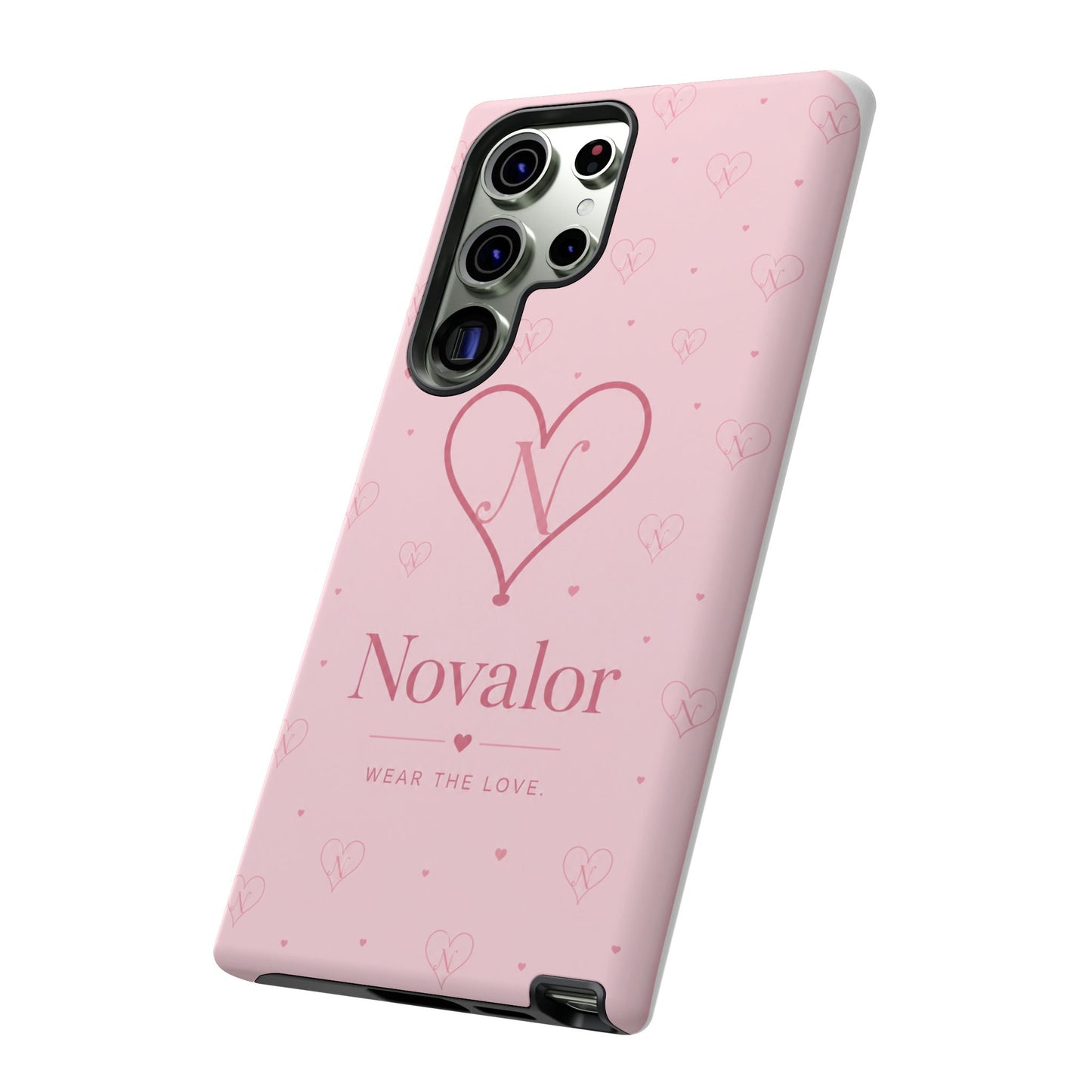 Novalor Heart Logo Tough Phone Case — Pink Protective iPhone Cover, "Wear The Love"