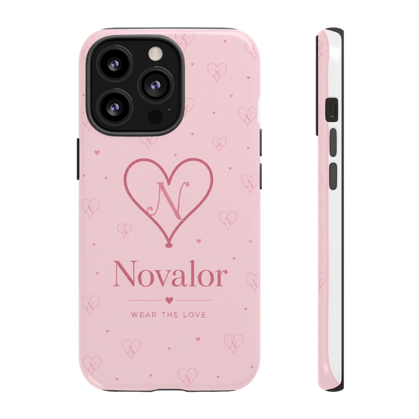 Novalor Heart Logo Tough Phone Case — Pink Protective iPhone Cover, "Wear The Love"