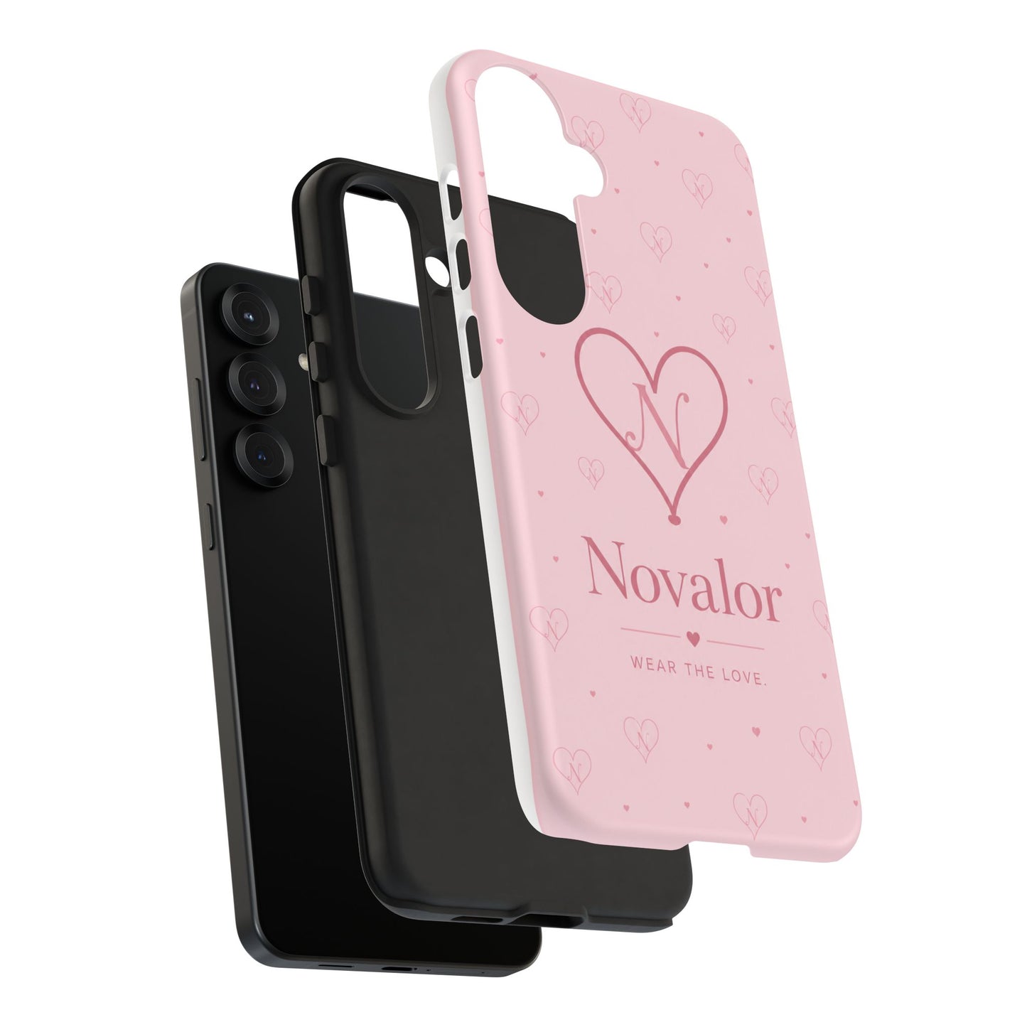 Novalor Heart Logo Tough Phone Case — Pink Protective iPhone Cover, "Wear The Love"
