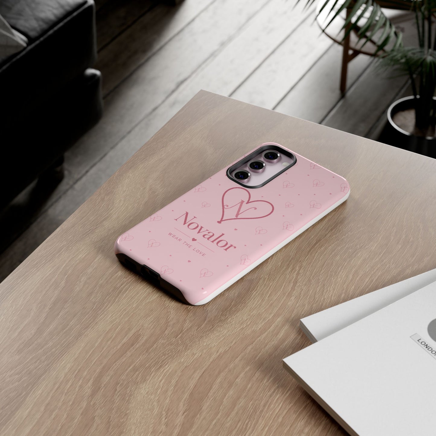 Novalor Heart Logo Tough Phone Case — Pink Protective iPhone Cover, "Wear The Love"