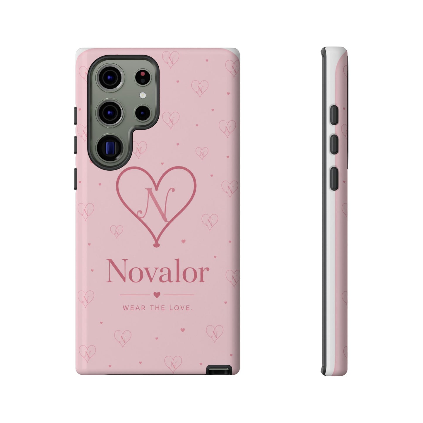 Novalor Heart Logo Tough Phone Case — Pink Protective iPhone Cover, "Wear The Love"