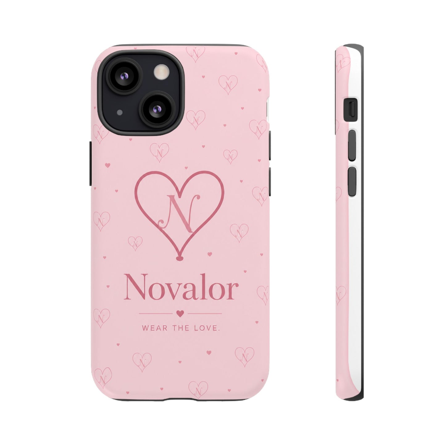 Novalor Heart Logo Tough Phone Case — Pink Protective iPhone Cover, "Wear The Love"