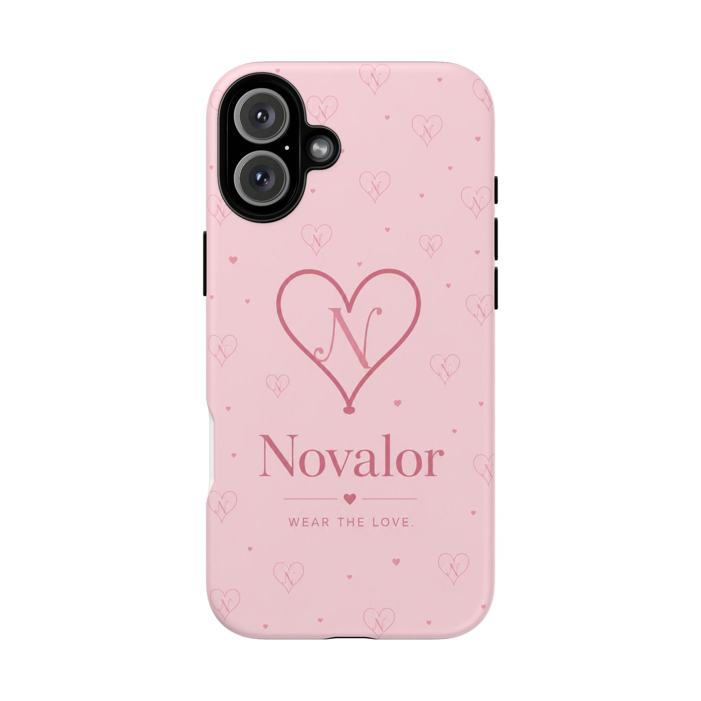 Novalor Heart Logo Tough Phone Case — Pink Protective iPhone Cover, "Wear The Love"