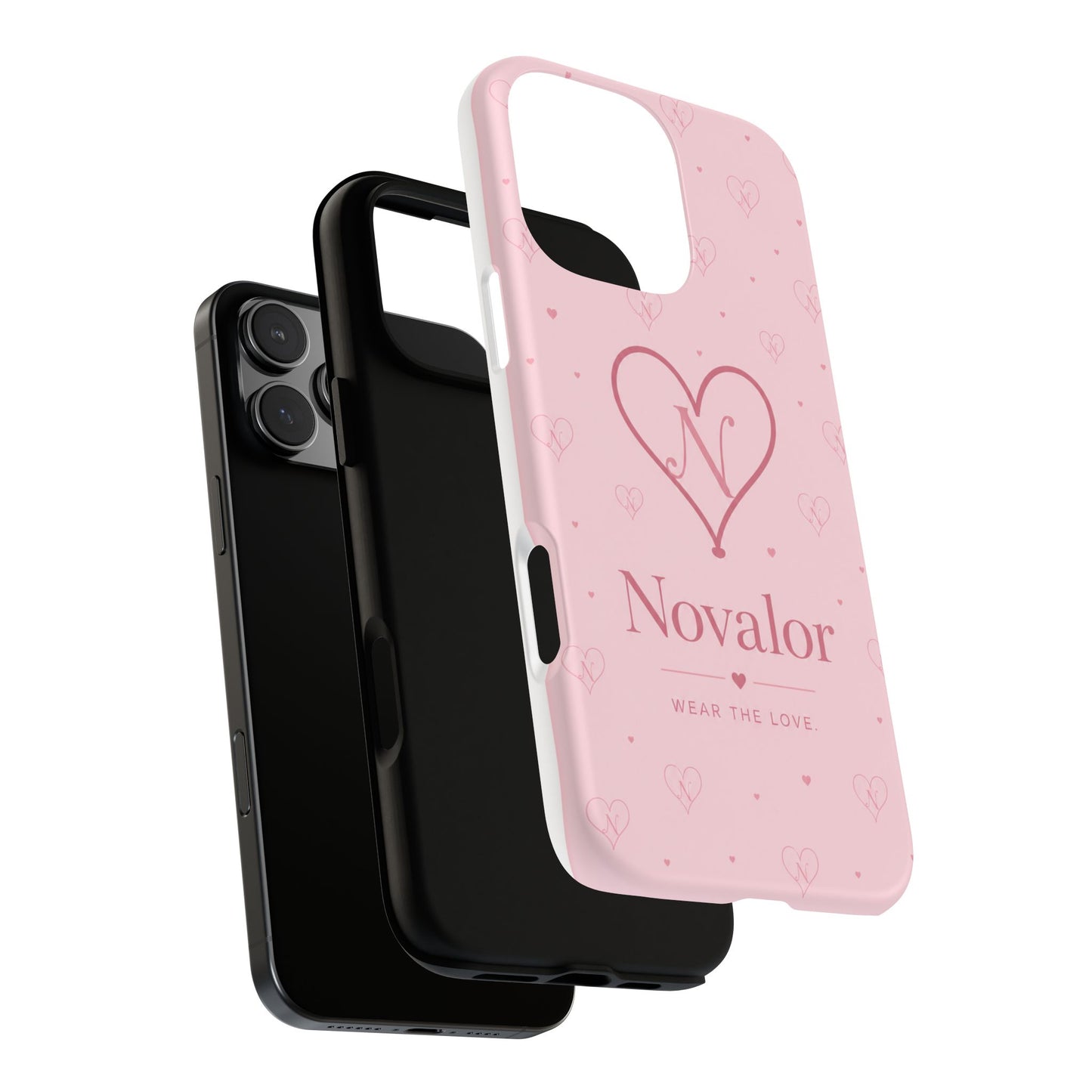 Novalor Heart Logo Tough Phone Case — Pink Protective iPhone Cover, "Wear The Love"