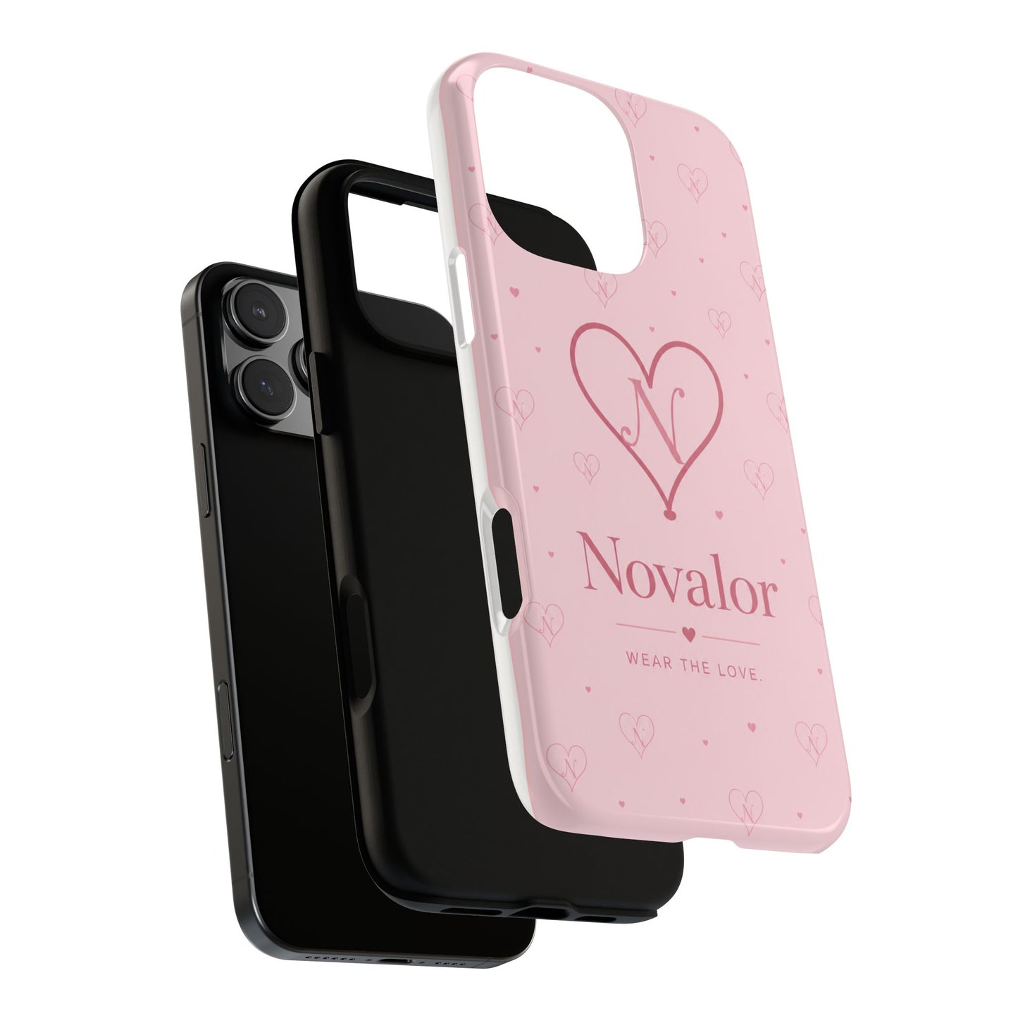 Novalor Heart Logo Tough Phone Case — Pink Protective iPhone Cover, "Wear The Love"
