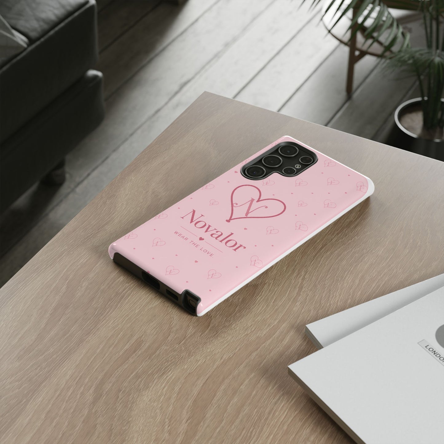 Novalor Heart Logo Tough Phone Case — Pink Protective iPhone Cover, "Wear The Love"