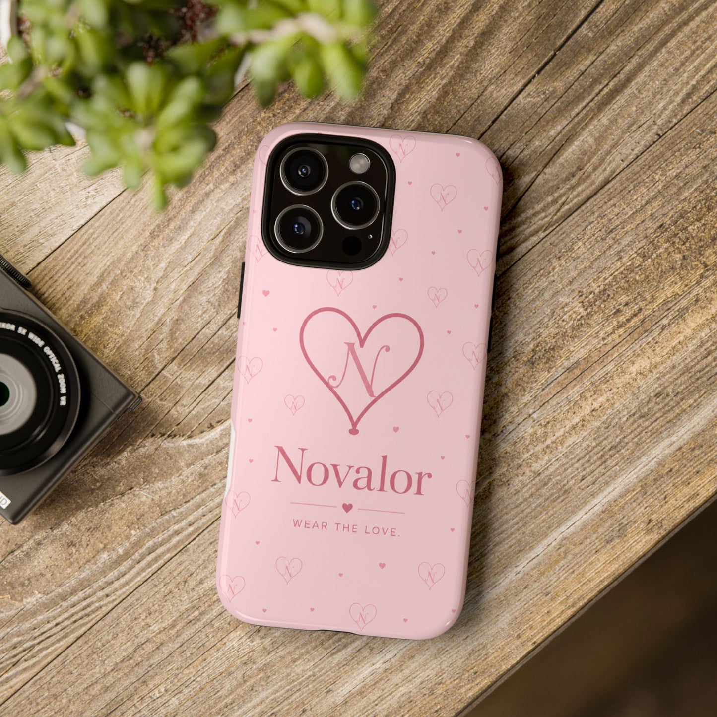 Novalor Heart Logo Tough Phone Case — Pink Protective iPhone Cover, "Wear The Love"
