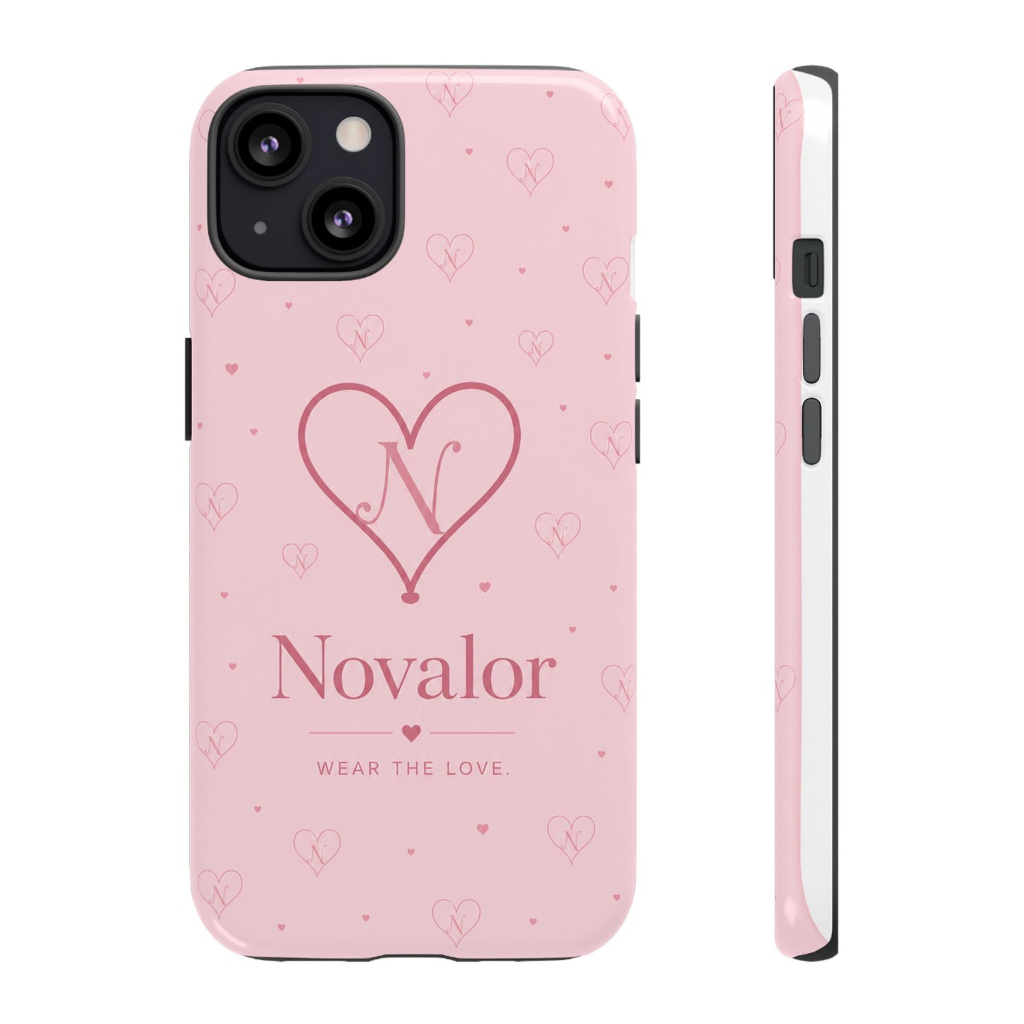 Novalor Heart Logo Tough Phone Case — Pink Protective iPhone Cover, "Wear The Love"