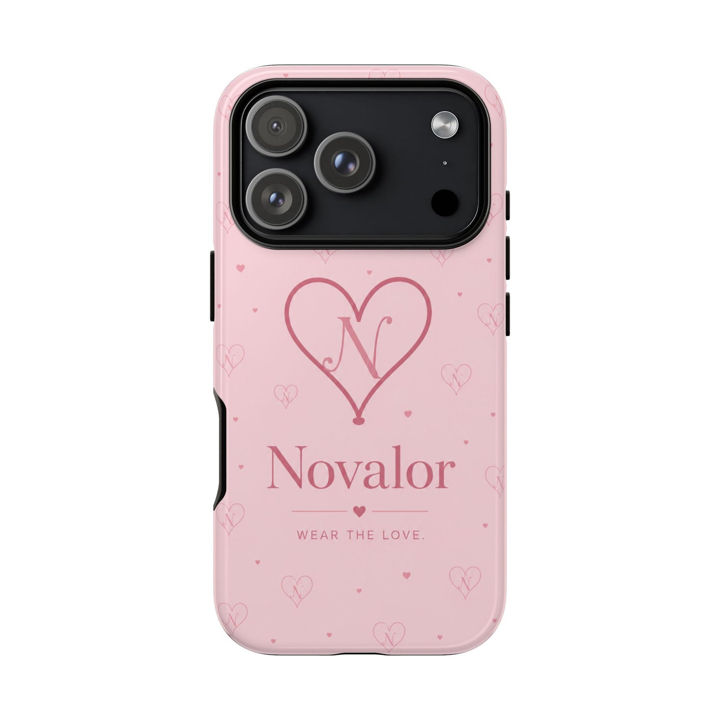 Novalor Heart Logo Tough Phone Case — Pink Protective iPhone Cover, "Wear The Love"
