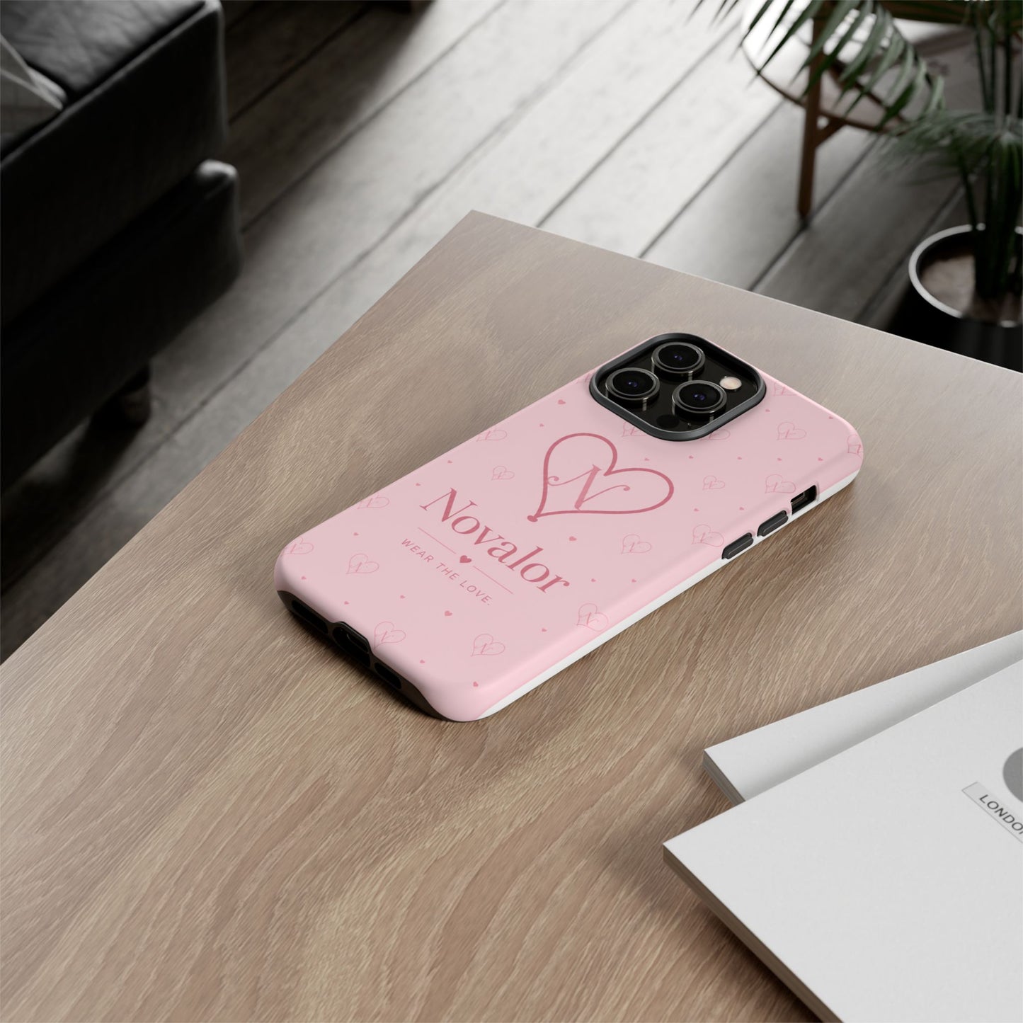 Novalor Heart Logo Tough Phone Case — Pink Protective iPhone Cover, "Wear The Love"