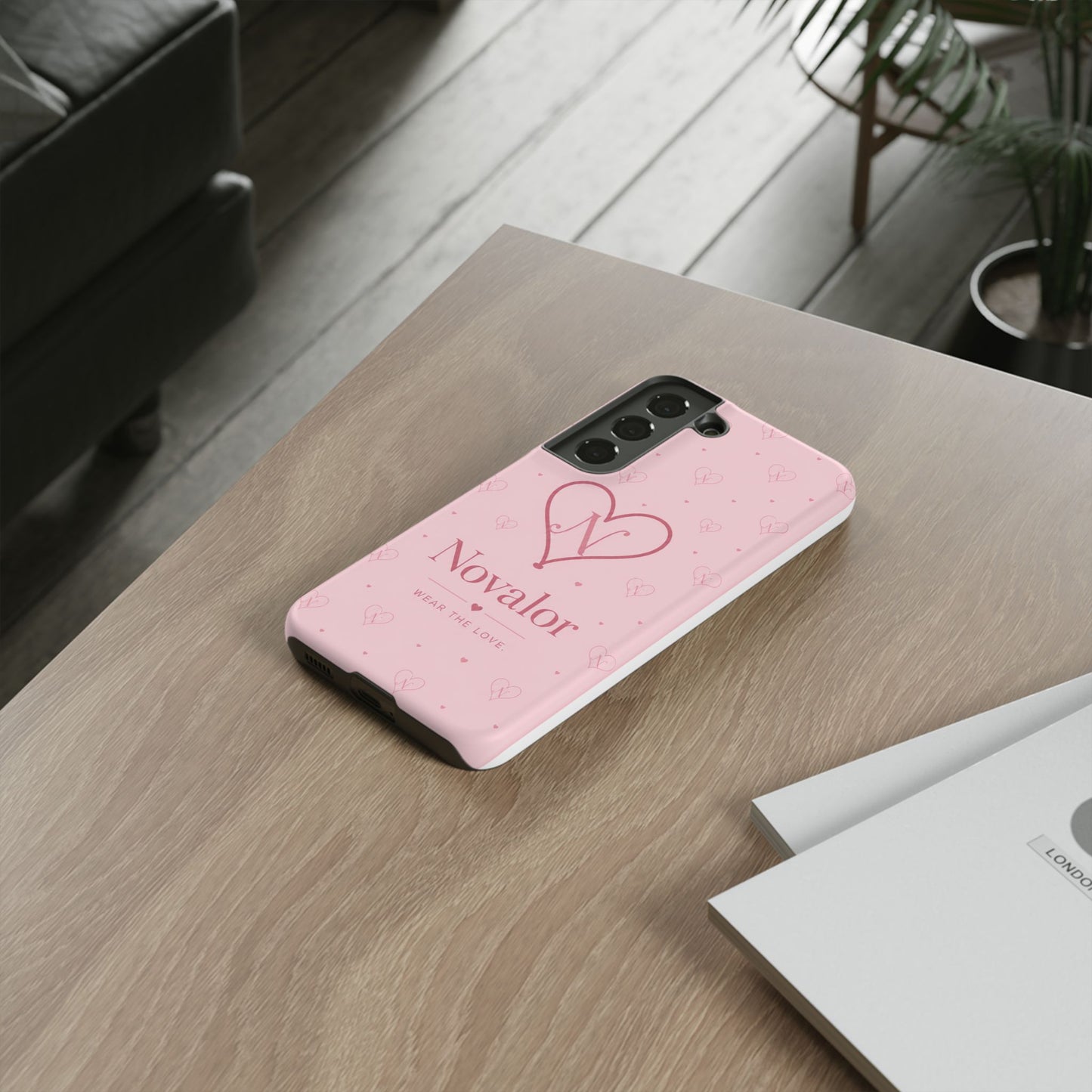 Novalor Heart Logo Tough Phone Case — Pink Protective iPhone Cover, "Wear The Love"