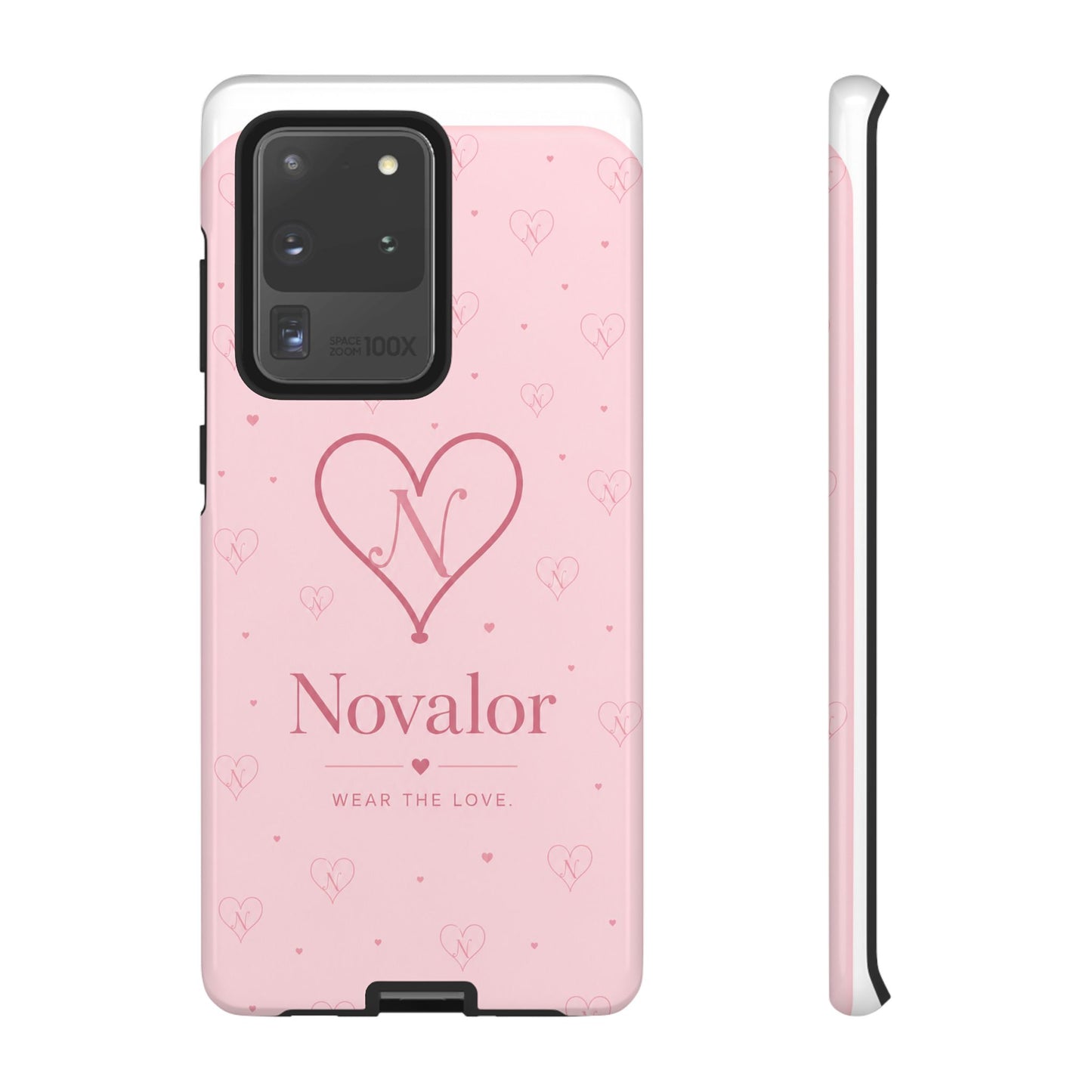 Novalor Heart Logo Tough Phone Case — Pink Protective iPhone Cover, "Wear The Love"