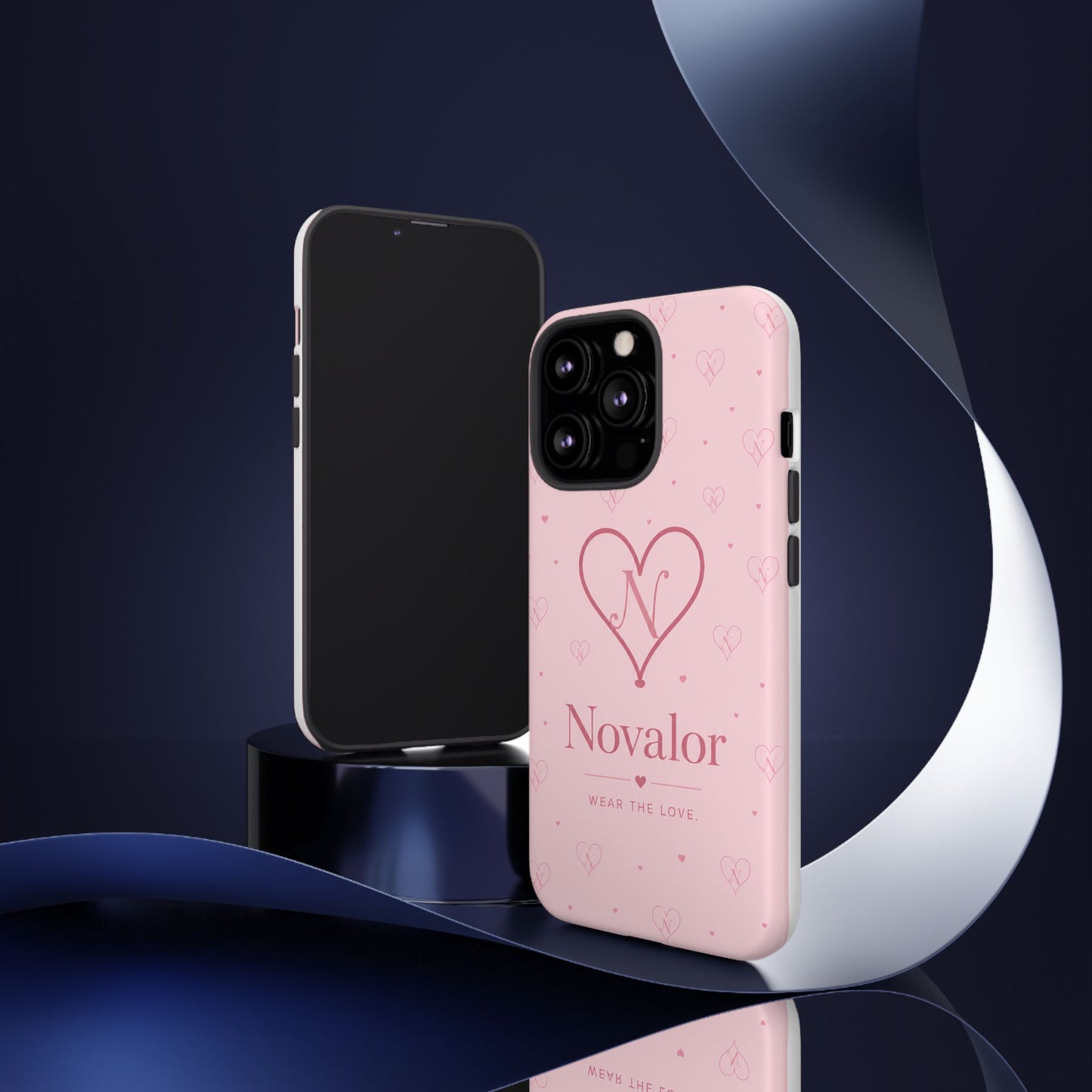 Novalor Heart Logo Tough Phone Case — Pink Protective iPhone Cover, "Wear The Love"
