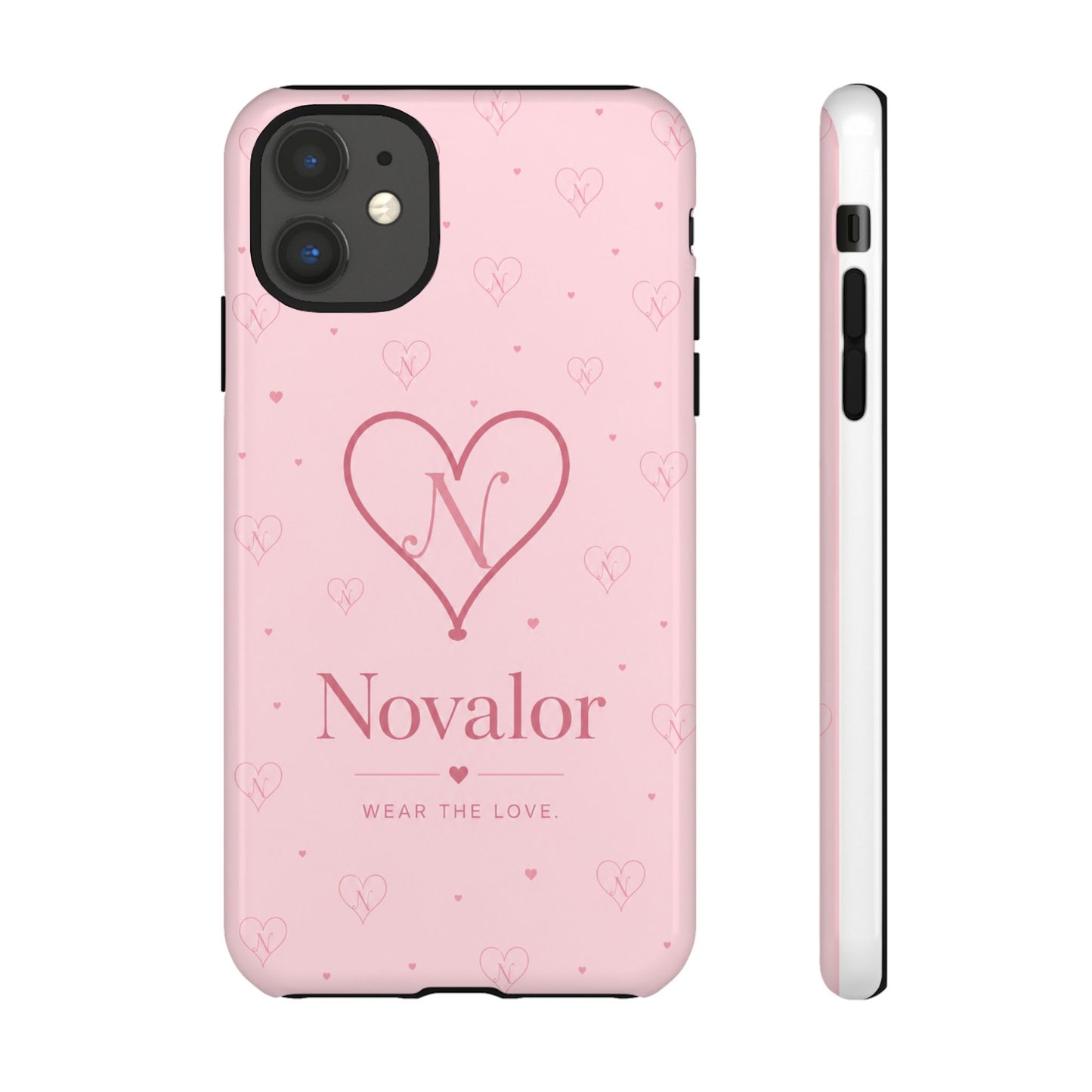 Novalor Heart Logo Tough Phone Case — Pink Protective iPhone Cover, "Wear The Love"