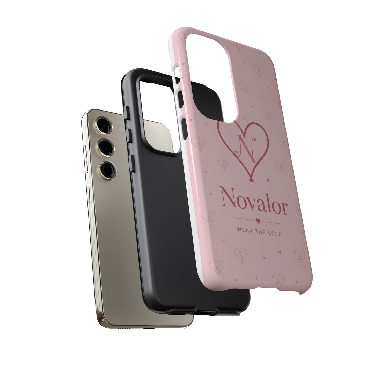 Novalor Heart Logo Tough Phone Case — Pink Protective iPhone Cover, "Wear The Love"