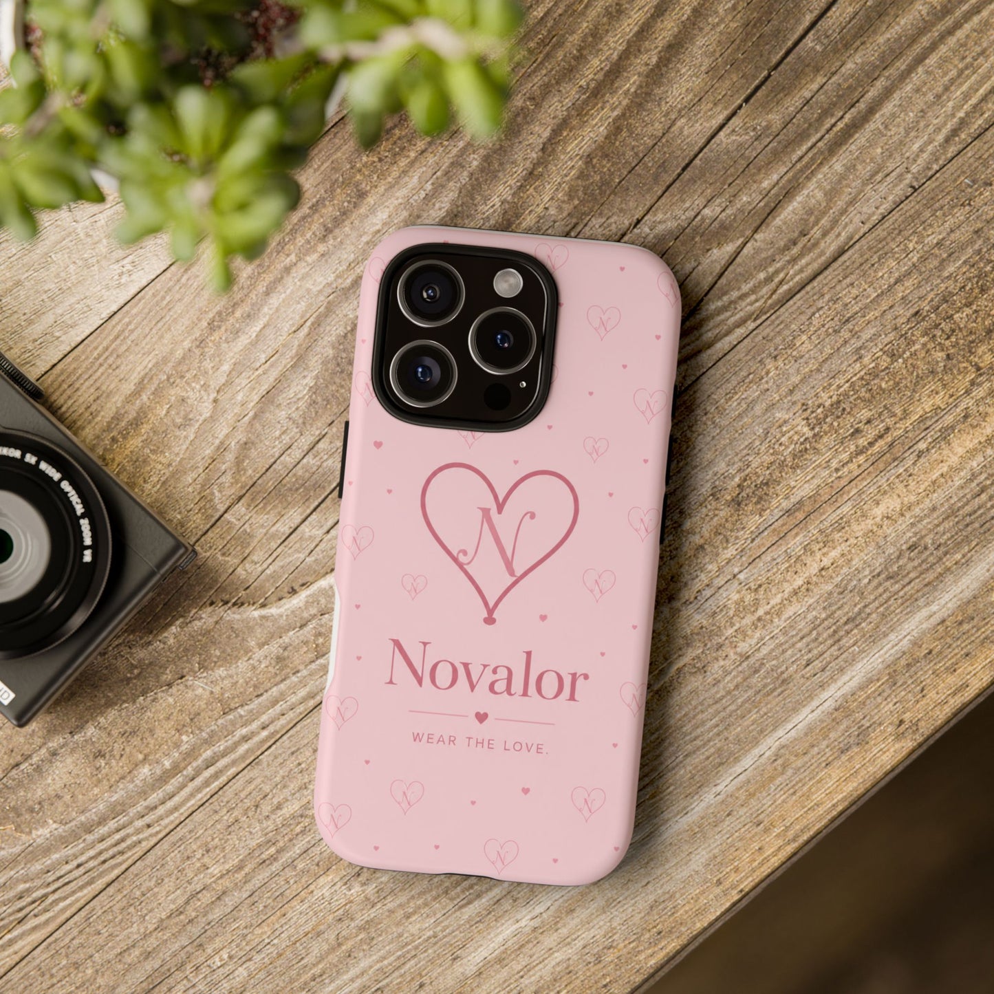 Novalor Heart Logo Tough Phone Case — Pink Protective iPhone Cover, "Wear The Love"
