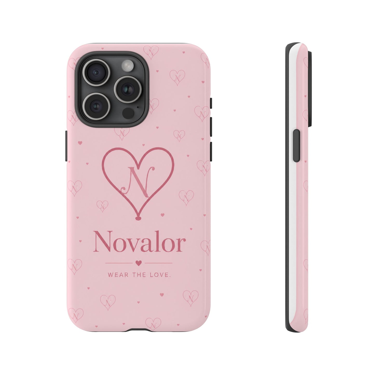 Novalor Heart Logo Tough Phone Case — Pink Protective iPhone Cover, "Wear The Love"