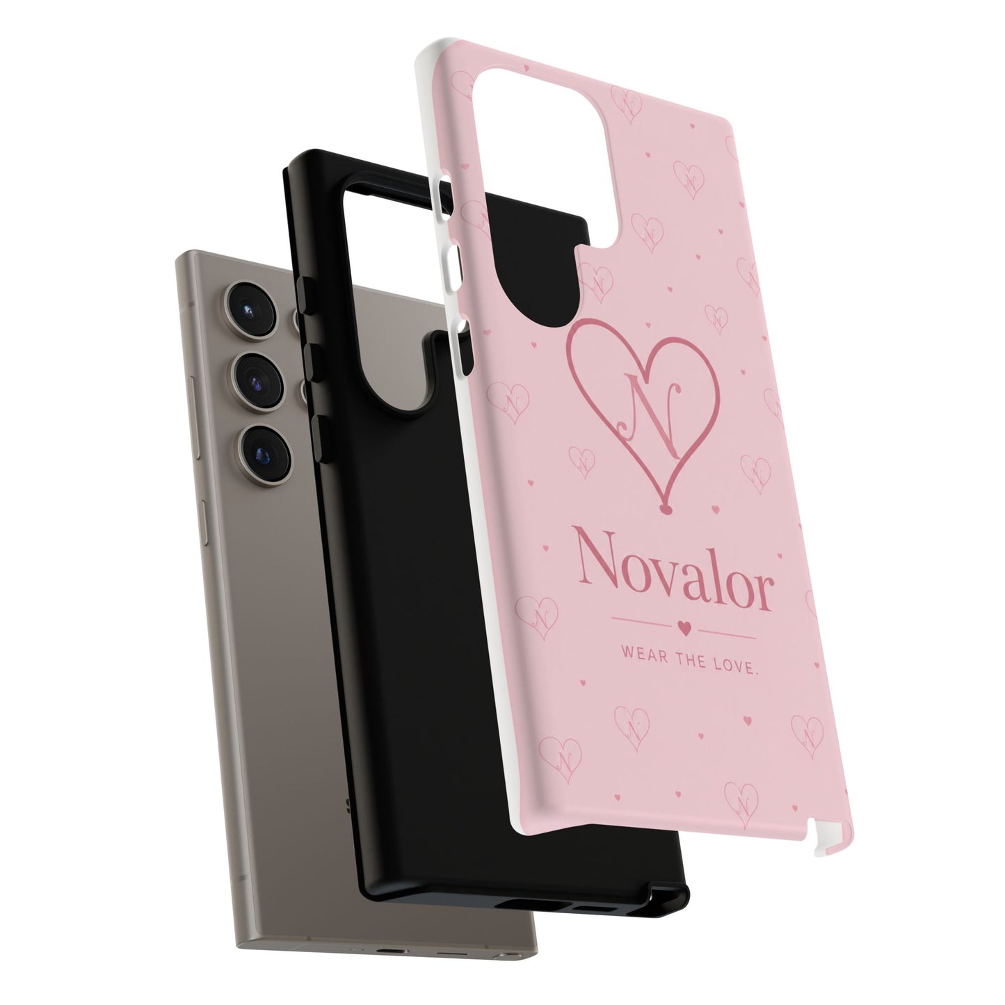 Novalor Heart Logo Tough Phone Case — Pink Protective iPhone Cover, "Wear The Love"