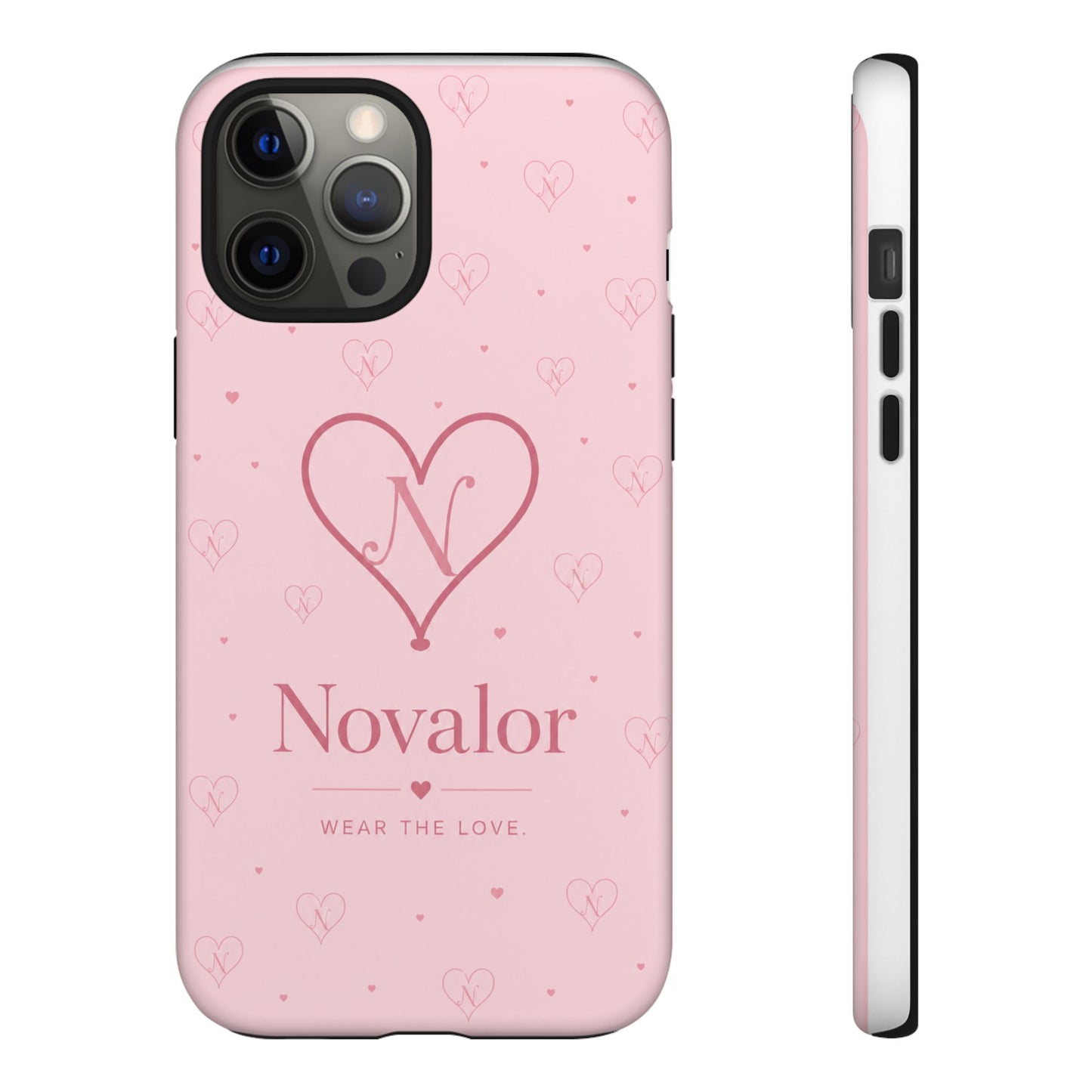 Novalor Heart Logo Tough Phone Case — Pink Protective iPhone Cover, "Wear The Love"