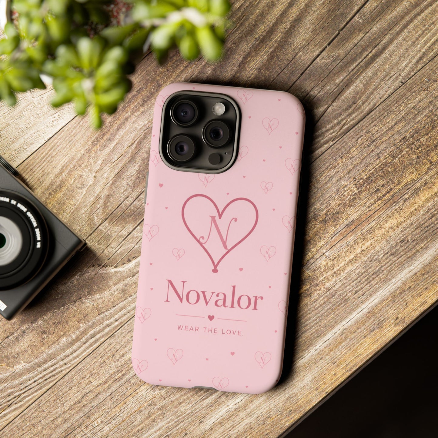 Novalor Heart Logo Tough Phone Case — Pink Protective iPhone Cover, "Wear The Love"