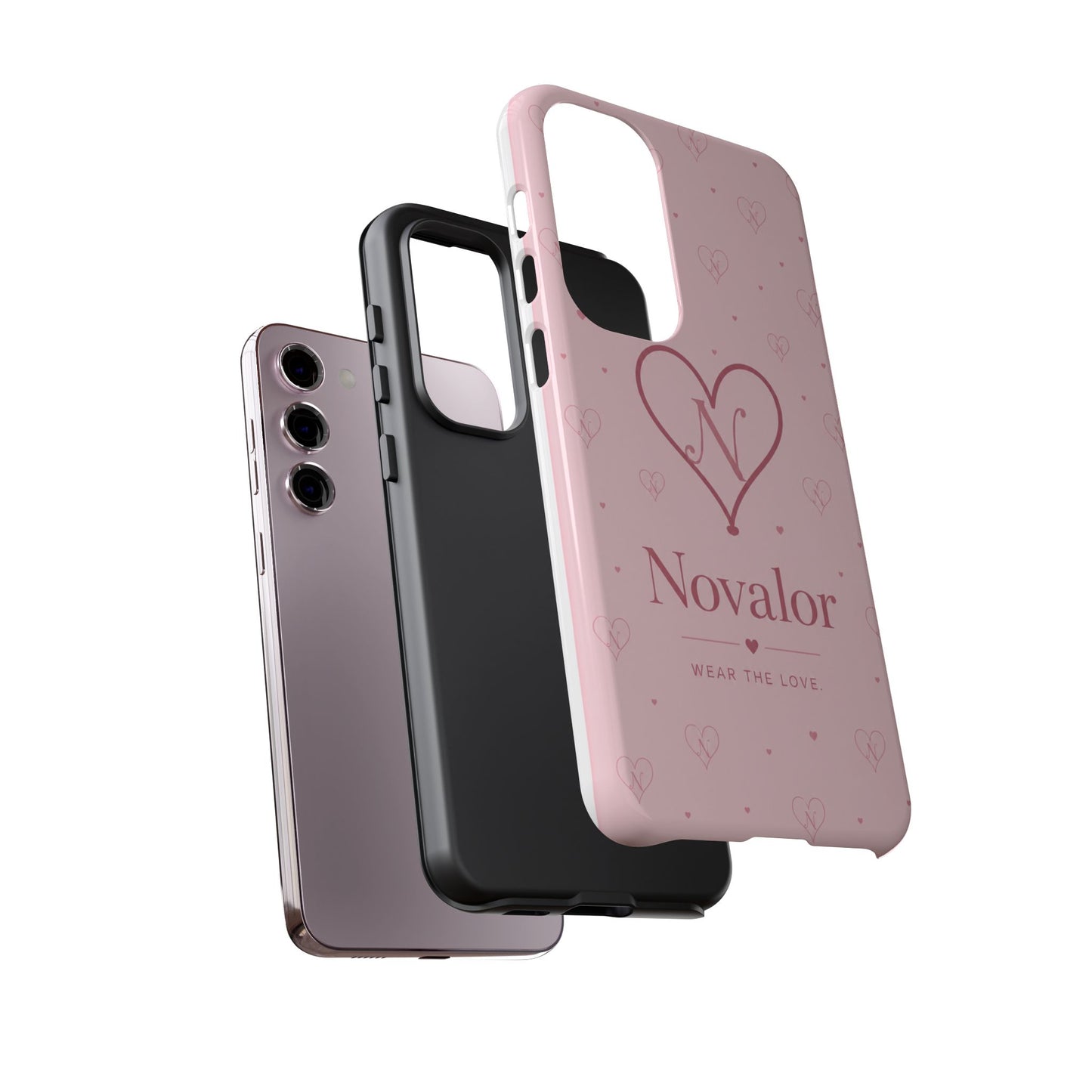 Novalor Heart Logo Tough Phone Case — Pink Protective iPhone Cover, "Wear The Love"