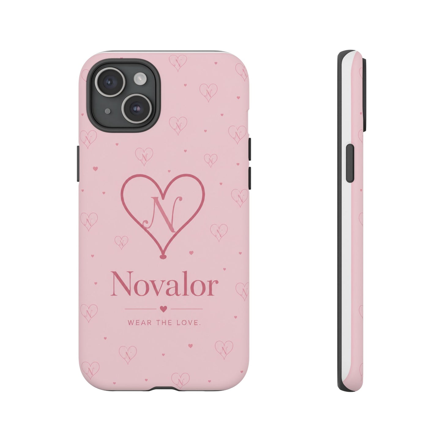 Novalor Heart Logo Tough Phone Case — Pink Protective iPhone Cover, "Wear The Love"